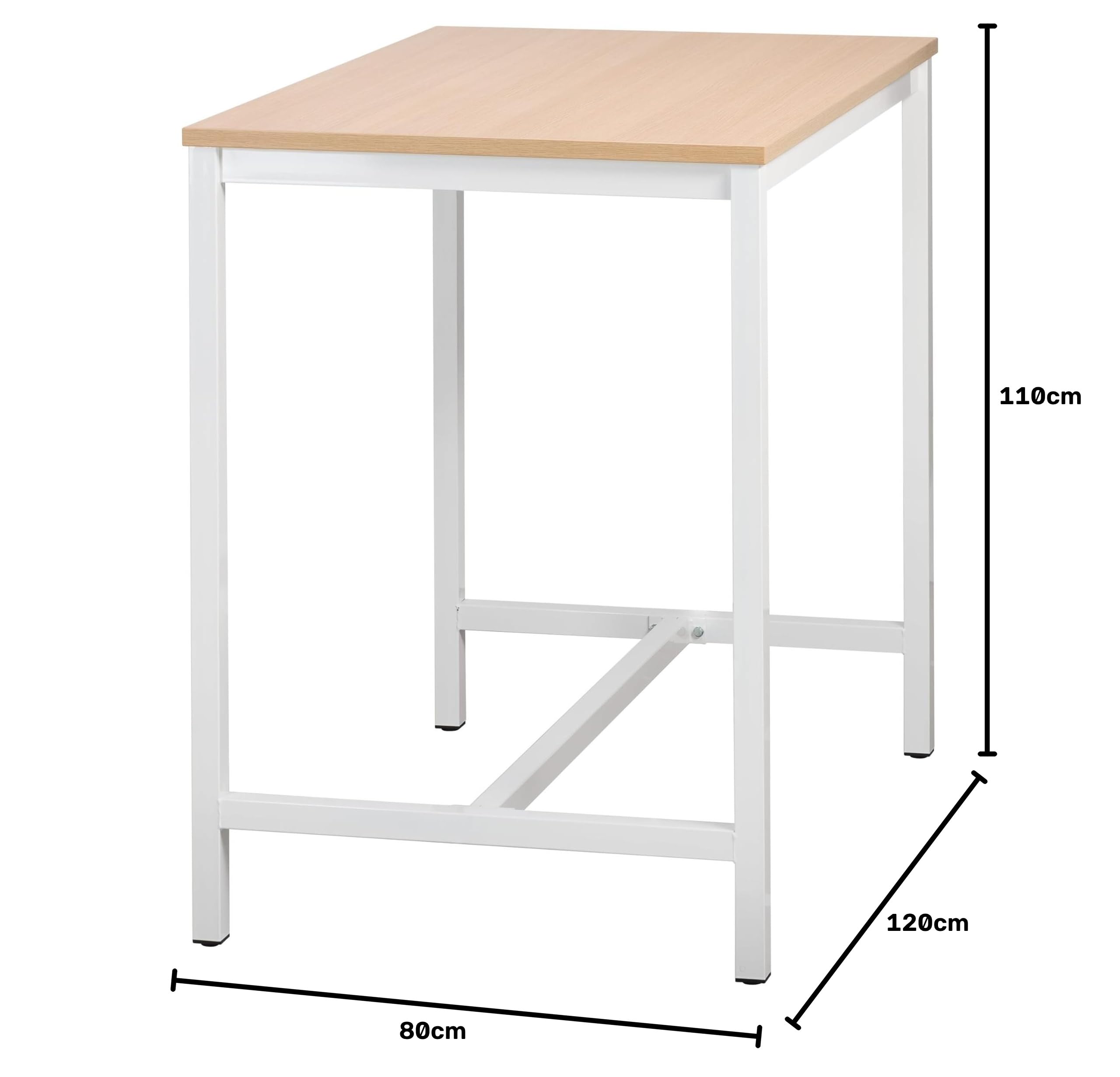 Générique Table Haute Swap L120 x H 110 x P 80 cm chêne Clair (Blanc)