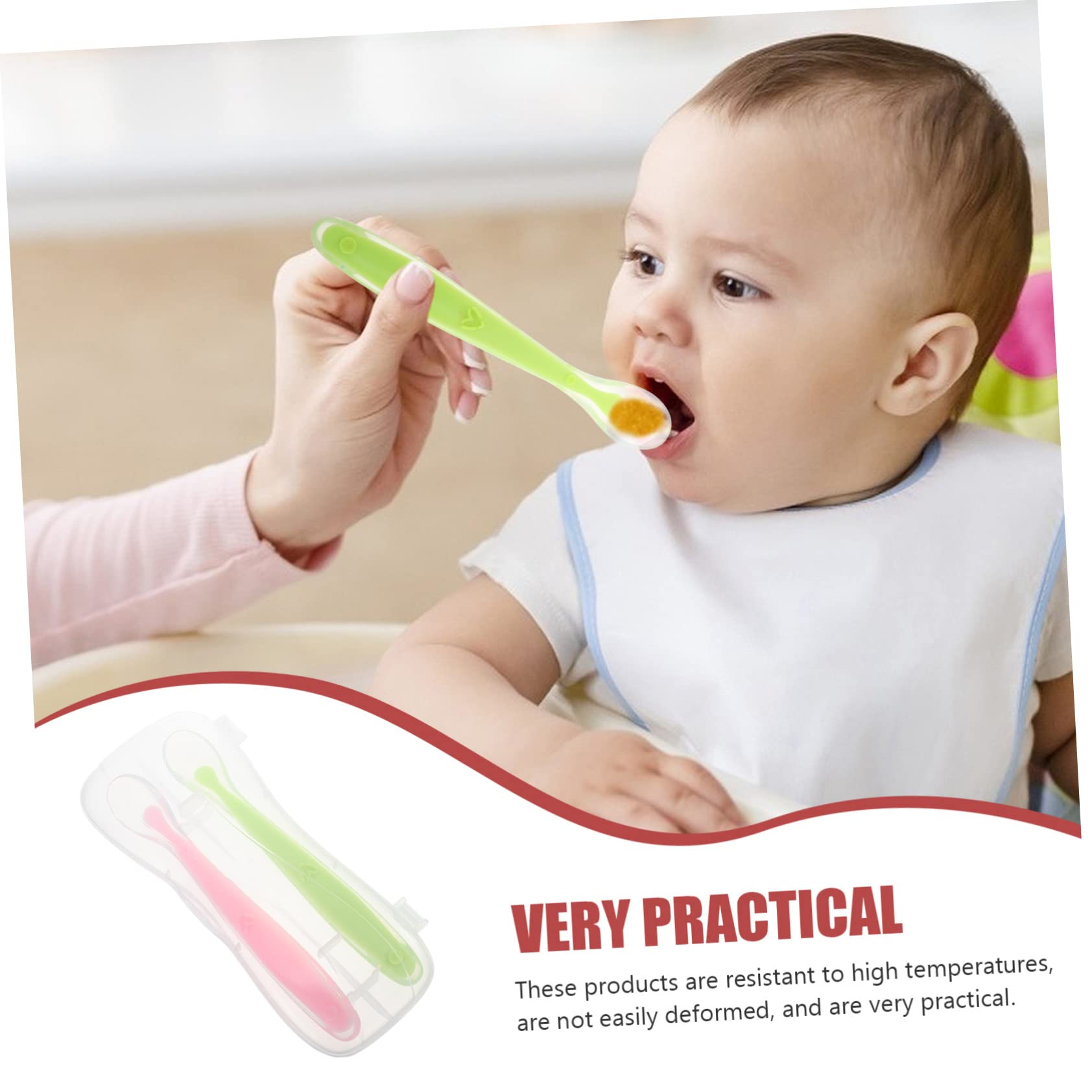 BESPORTBLE 1 Set Silicone Training Spoon of Food Grade Utensils for Safe Soft and Easy to Hold Spoons for Independent Eating for Mashed Food Feeding