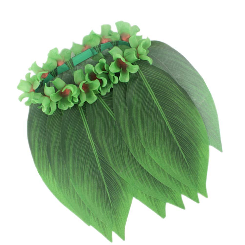 PretyZoom Hawaiian Tropical Hula Grass Skirt Luau Leaf Skirt for Beach Luau Party Supplies for Adults 28 Inch Colourful 70cm Green - Image 3