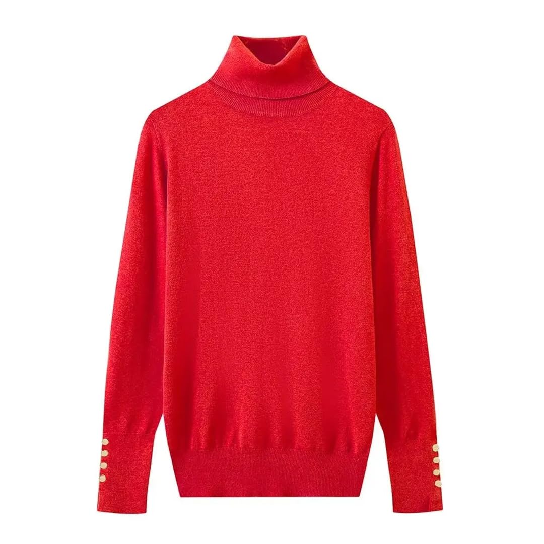 Maglione da donna a collo alto casual tinta unita a maniche lunghe a costine Bttons maglione lavorato a maglia