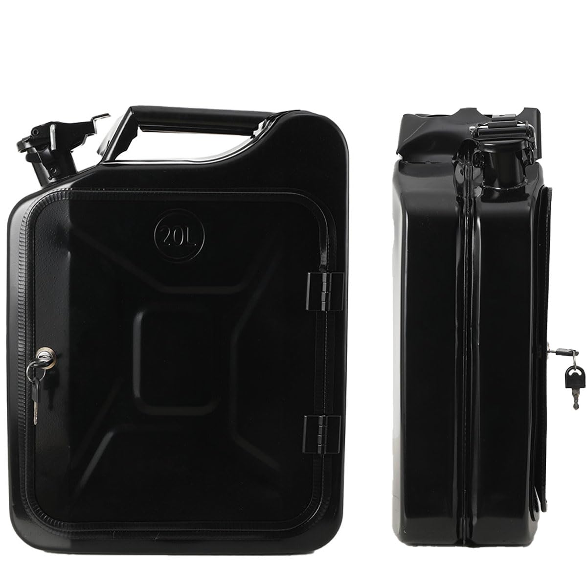 Jerrycan Bar à bidon de 20 l, verrouillable, à 4 compartiments, en métal, noir, cadeau d'anniversaire pour homme, minibar verrouillable, 34 x 46 x 16 cm