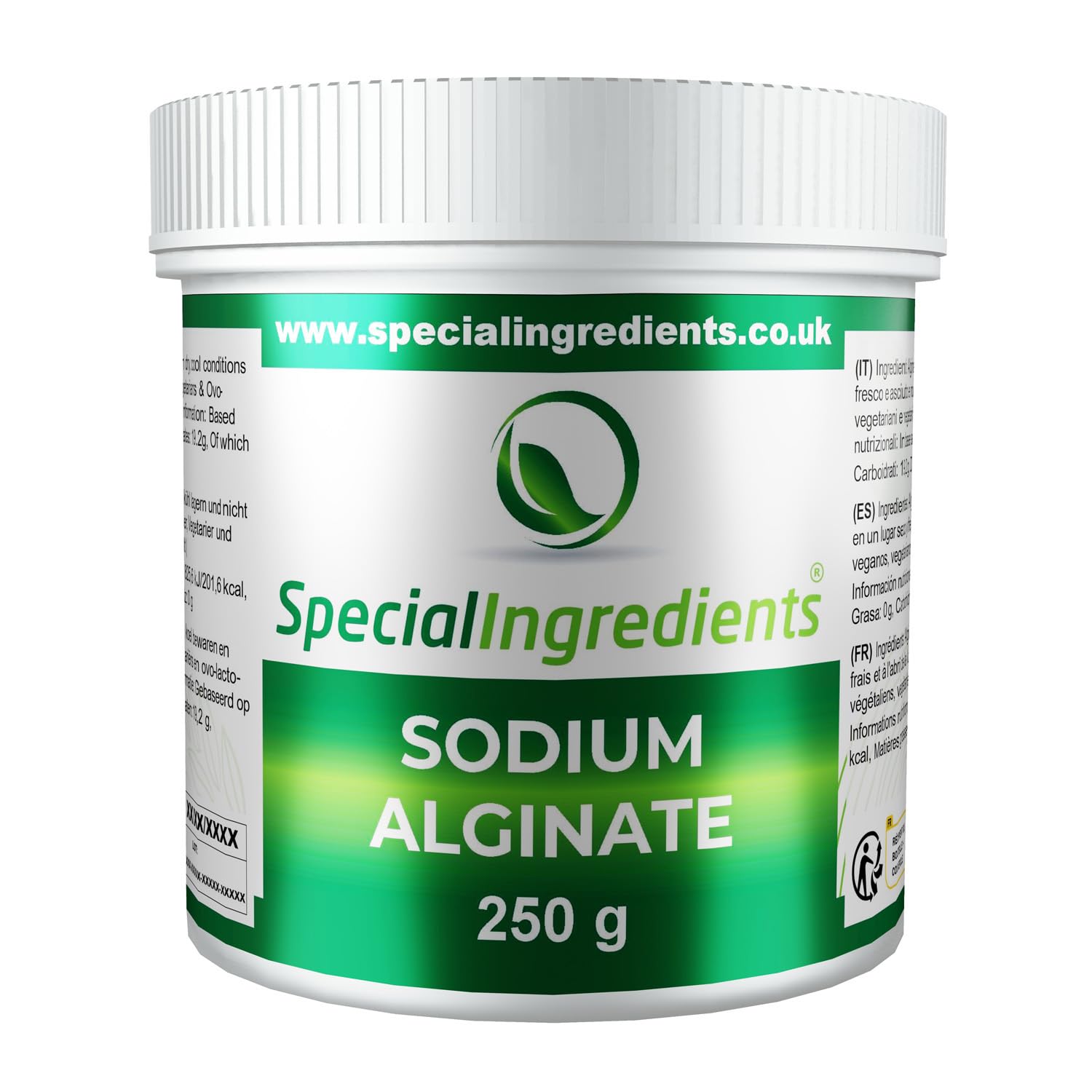 Alginate de gastronomie naturelle 250 g Qualité supérieure – Complément polyvalent pour la gastronomie (Étiquettes et instructions en allemand)