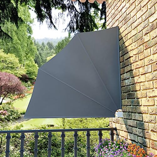 Tenda da Sole Pieghevole per Esterno, Grigio 140x140 cm, Poliestere Resistente UV e Struttura in Acciaio, Tendone da Balcone con Montaggio a Parete, Telo Ombreggiante
