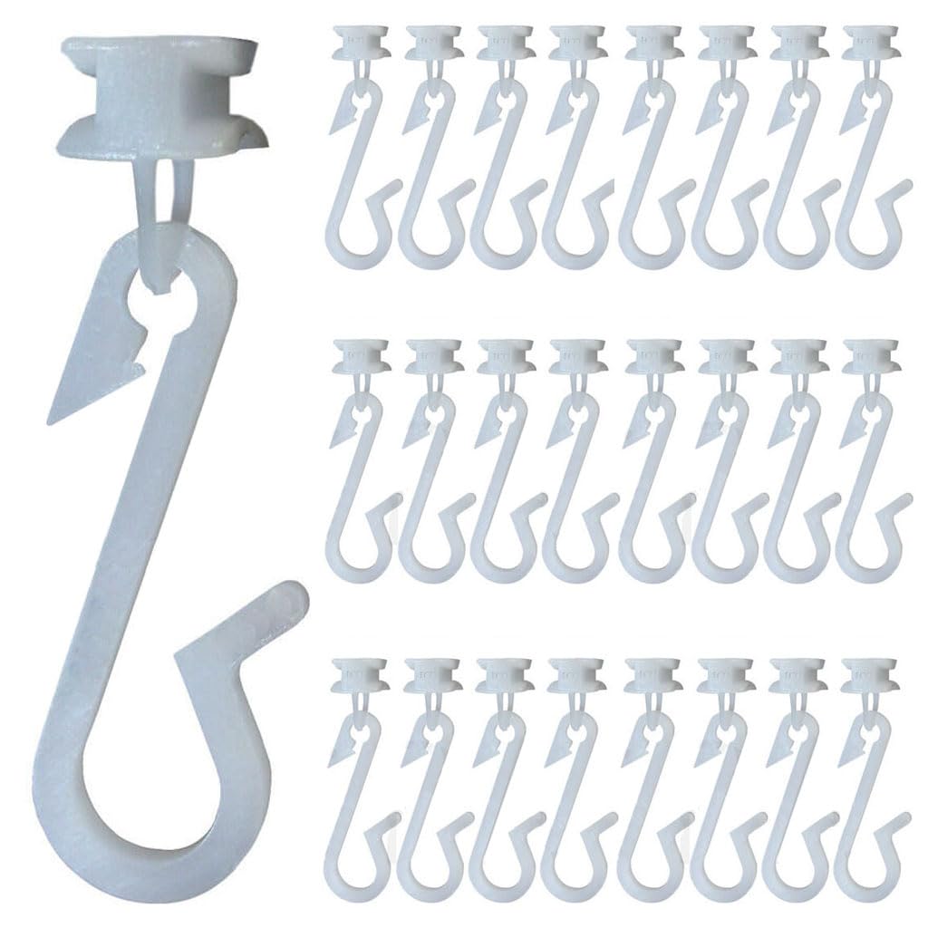 Ecospa White Ecospa® 24 X Replacement Shower Curtain Hooks | Fits Glider Rail Tracks | In