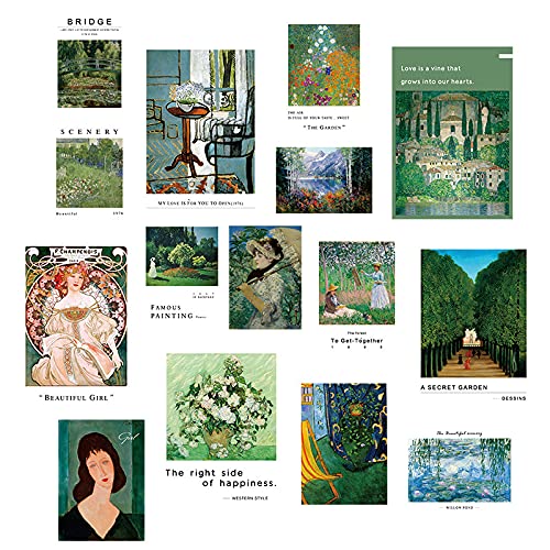 AOPINGWall Aesthetic Pictures Decoration Kit for Wall Decoration, Photo Collage Set Bedroom Decor for Teen Girls VSCO Girls, Collage Posters Kit (15 Sheets) - Nordic Green