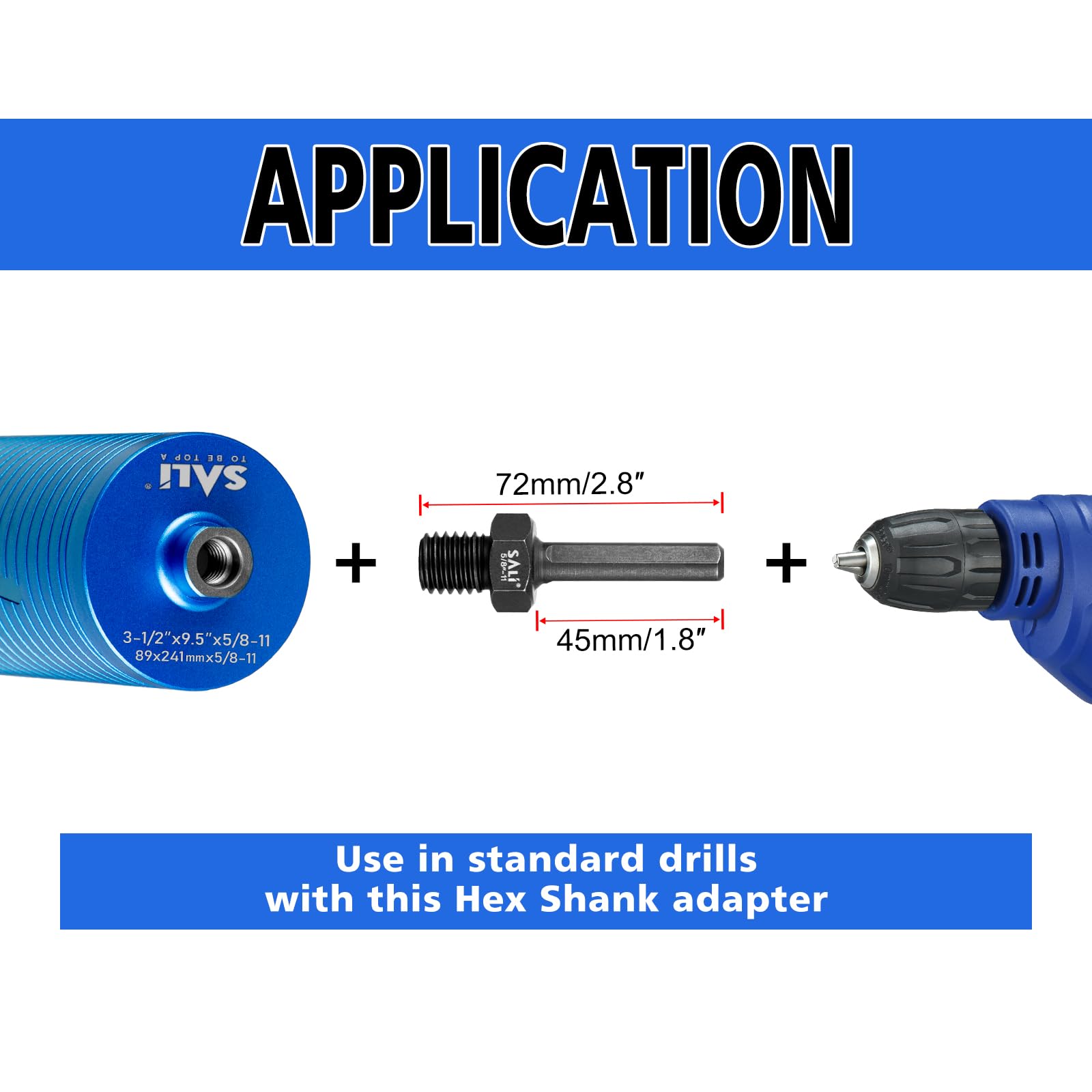 SALI 2PCS Core Drill Bit Adapter 5/8"-11 Thread Male to 3/8" Triangle Shank 5/8" -11 Male Drill Bit Adapter for Threaded Diamond Hole Saw Diamond Core Drill — Amazon image 3