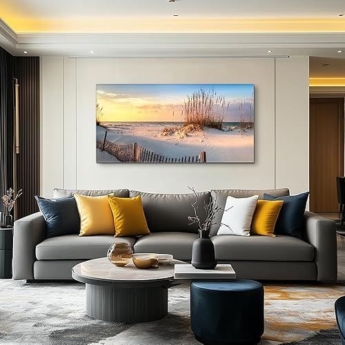 Miniatura 2 de Lienzo decorativo de pared para sala de estar, vistas al mar, dunas de arena, paisajes de pastos marinos, baño, decoración de pared, listo para
