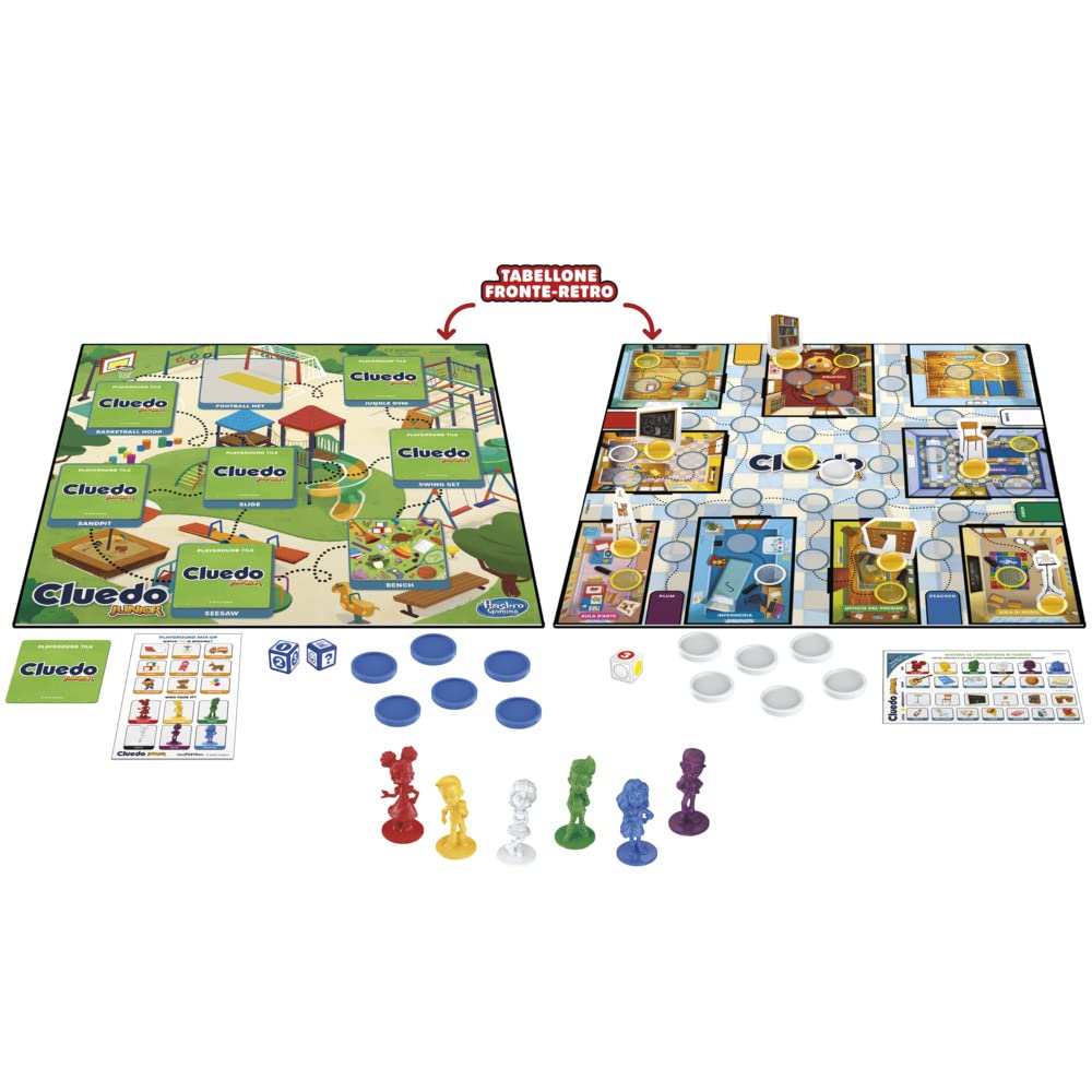 Hasbro Gaming Cluedo Junior, Gioco da Tavolo 2 in 1 con Tabellone Fronte-Retro, Gioco di Investigazione per Bambini e Bambine dai 4 Anni in Su per 2-6 Giocatori