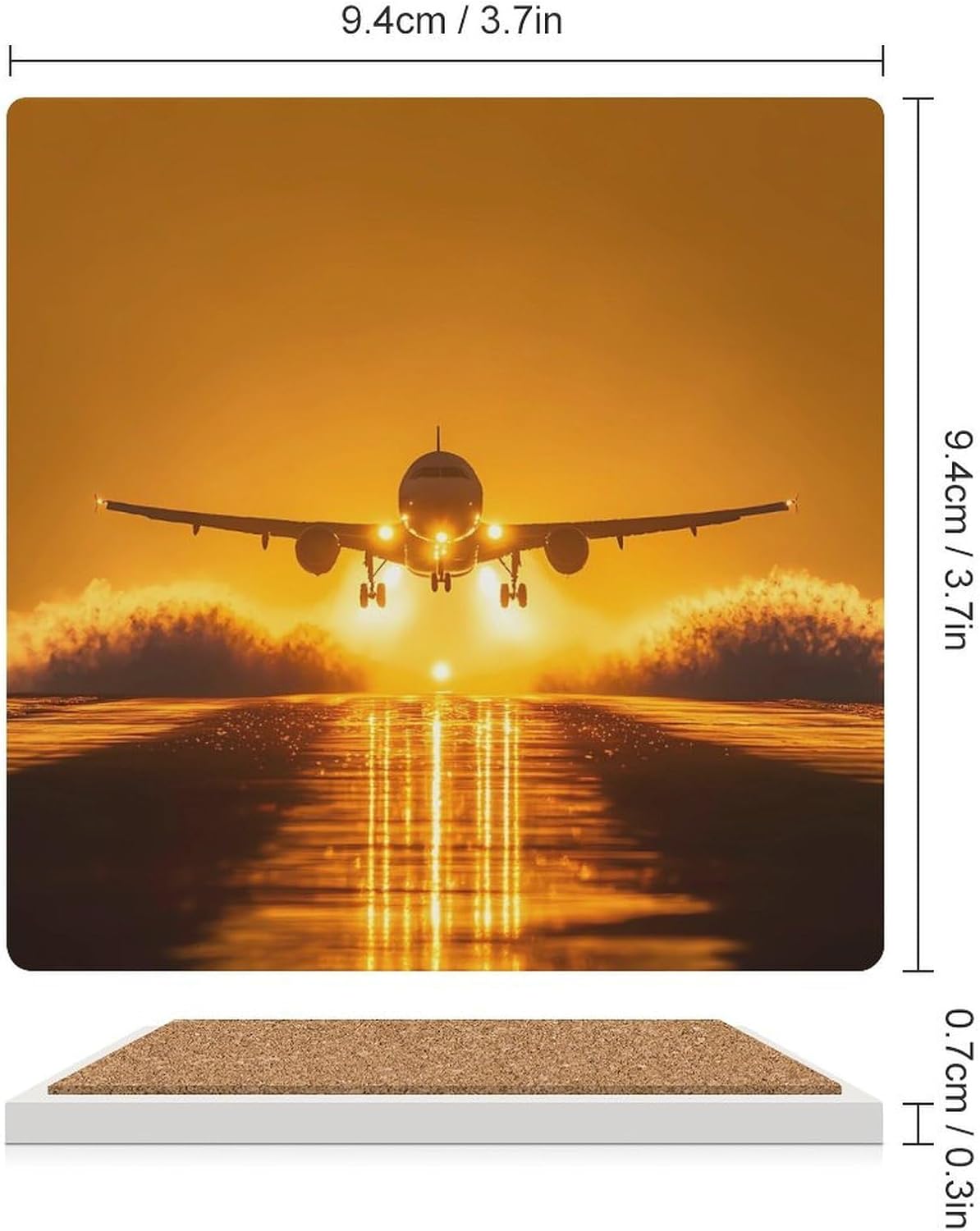 Airport Runway Night Funny Ceramic Coasters for Drink Absorbent Cup Holders Tabletop Protection