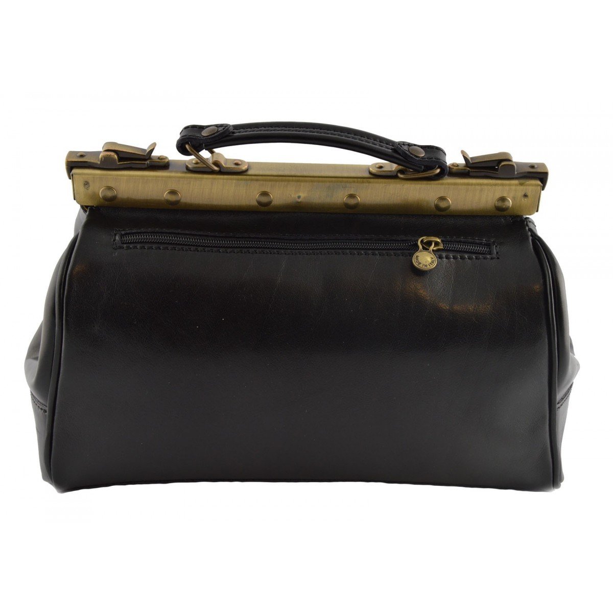 Bolso Doctor En Piel Verdadera, 2 Hebillas Frontales Color Negro - Peleteria Echa En Italia - Business