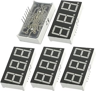 Aexit 5Pcs DIP Batteries, Chargers & Accessories 3 Digits Tube Display Blue LED Common Cathode Power Converters 11Pin 38mmx19mm