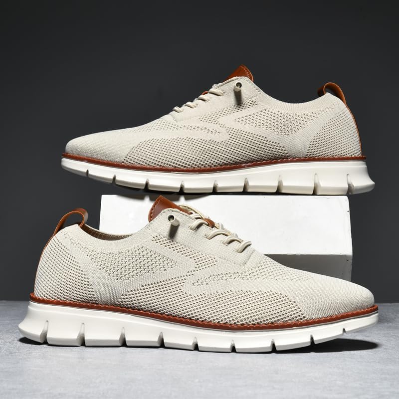 Image of Wearbreeze Men's Business Casual Oxford Sneakers - Lightweight Lace-Up Dress Shoes for Work, Travel & Daily Commute