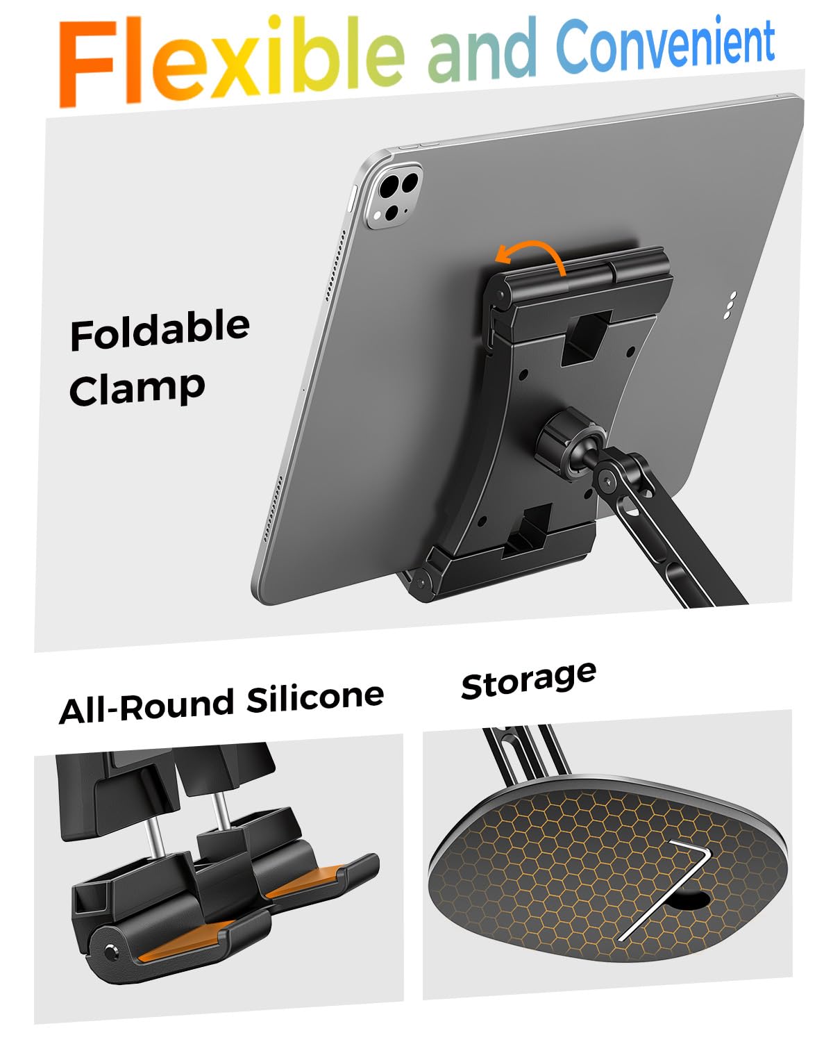 OHLPRO Supporto da scrivania regolabile per iPad, base girevole a 360°, supporto pieghevole per tablet, in alluminio resistente, per dispositivi da 4,7-15,6", iPad Pro/Air/Mini, Galaxy Tab, telefoni