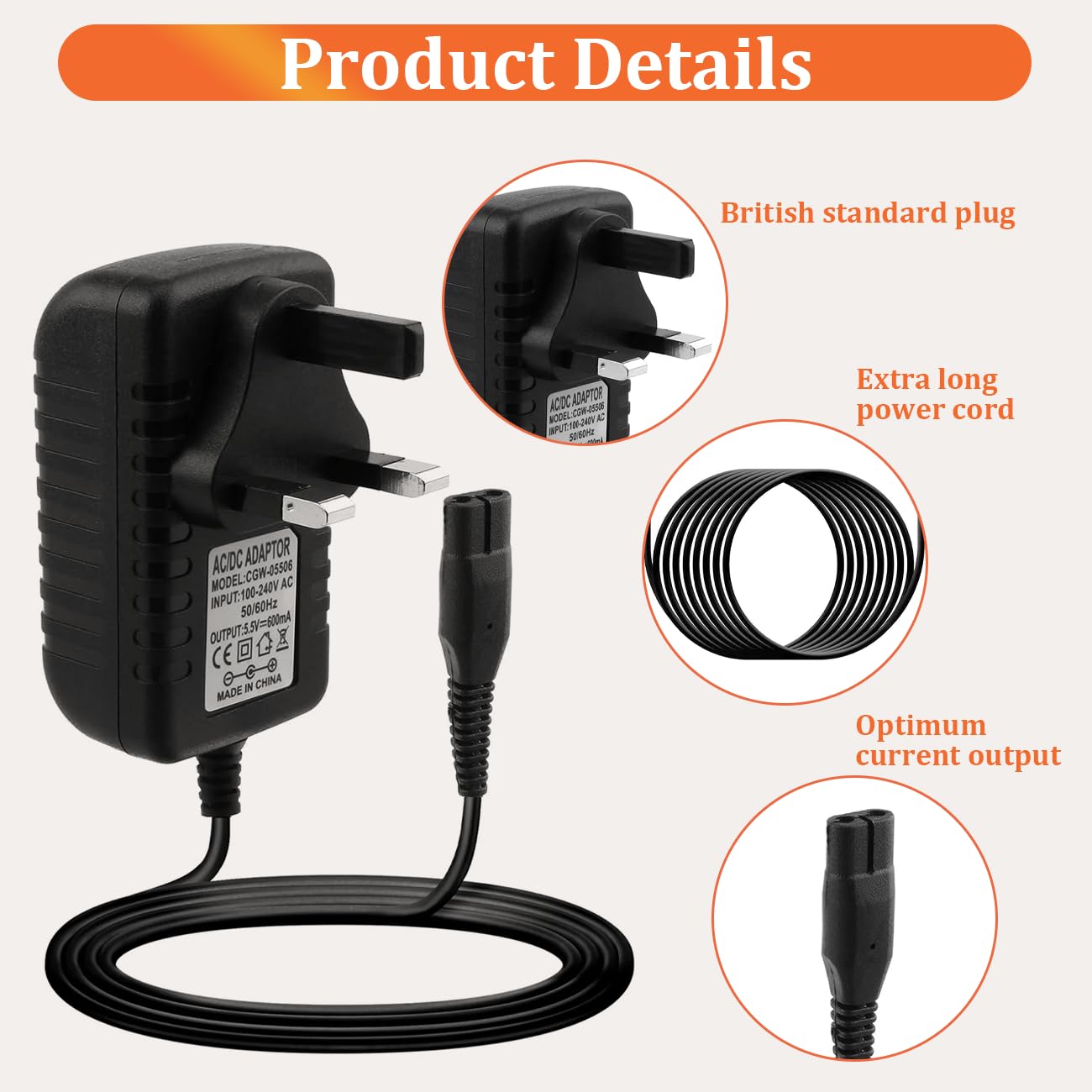 5.5V Replacement Charger for Karcher Window Vac Cleaner WV2, WV 2 Premium 2nd Generation, WV5 Premium 2nd Generation, WV51 - Image 2
