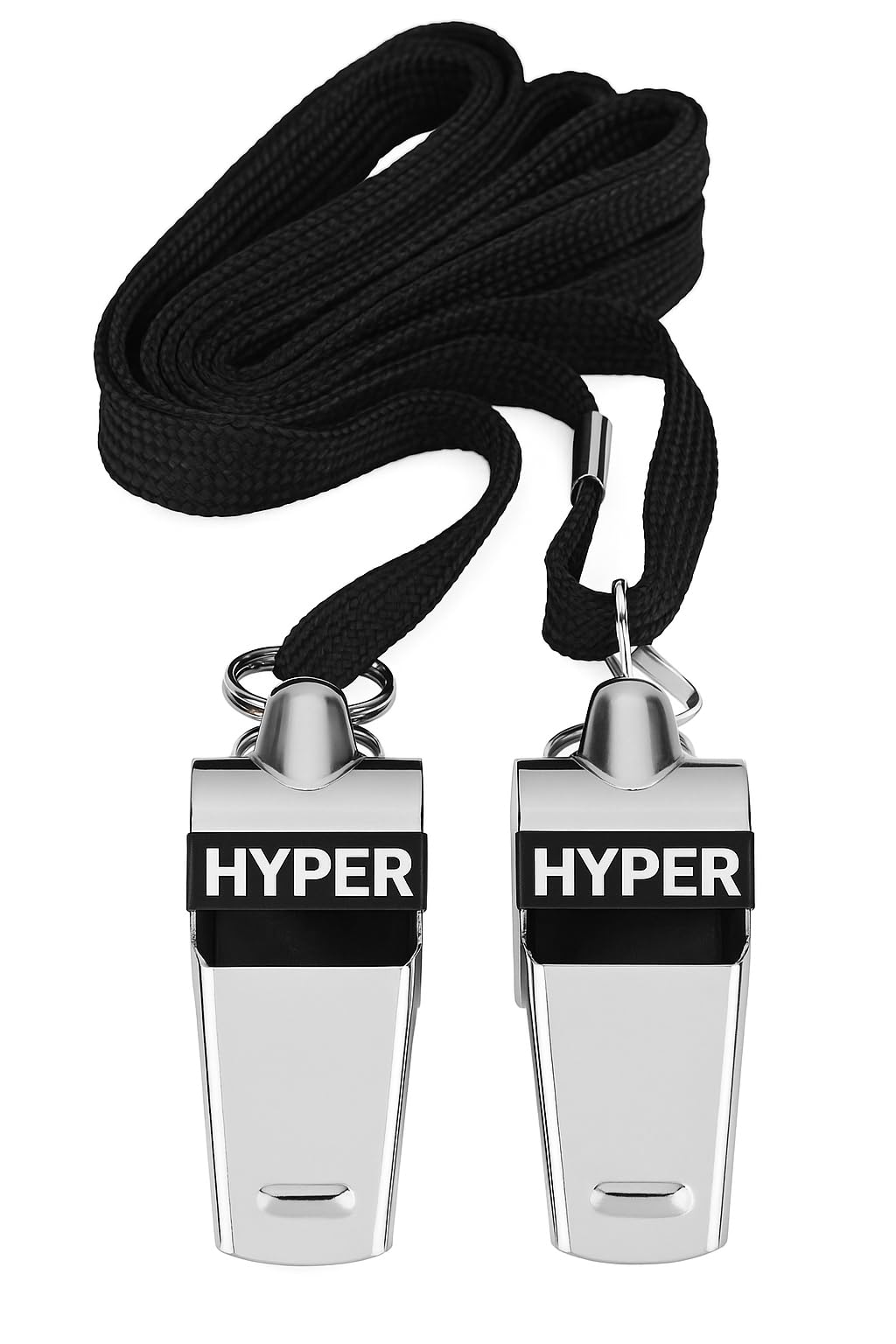 HyperSteel Stainless Steel Whistle Set (2 Pack) – Super Loud Sound – Survival, Emergency, Coaching, Referee, Dog Training – Includes Lanyards – Metal Whistles for Sports & Outdoor Use.