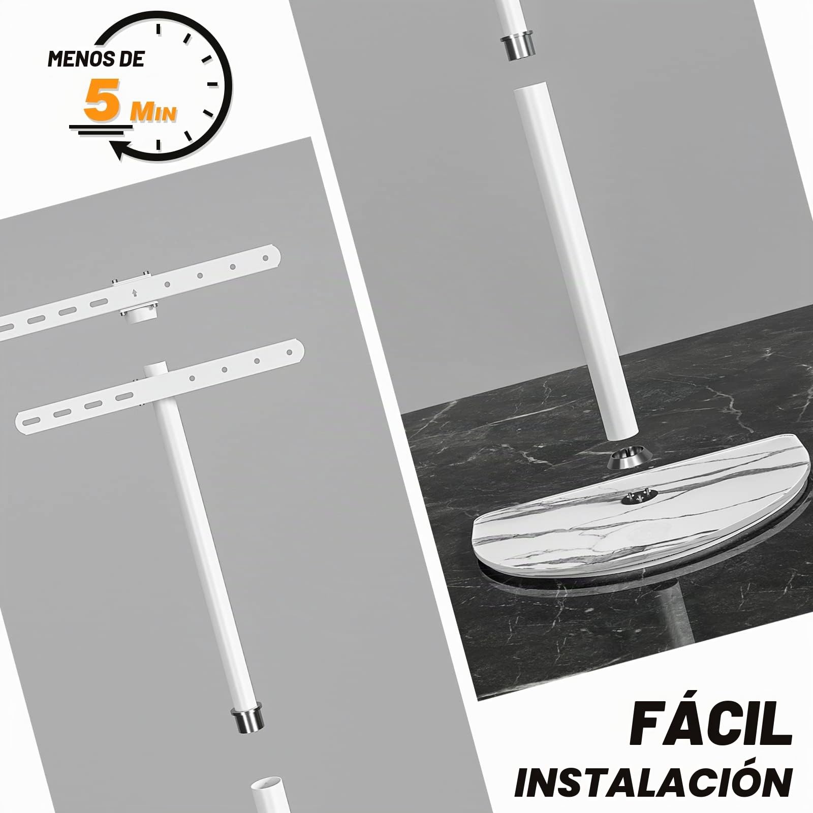 RFIVER - Soporte de suelo para TV de 32 a 65 pulgadas LED LCD OLED con giro de ± 25 grados, altura ajustable, soporte de esquina para TV de hasta 40 kg, gestión de cables, montaje fácil, VESA máx
