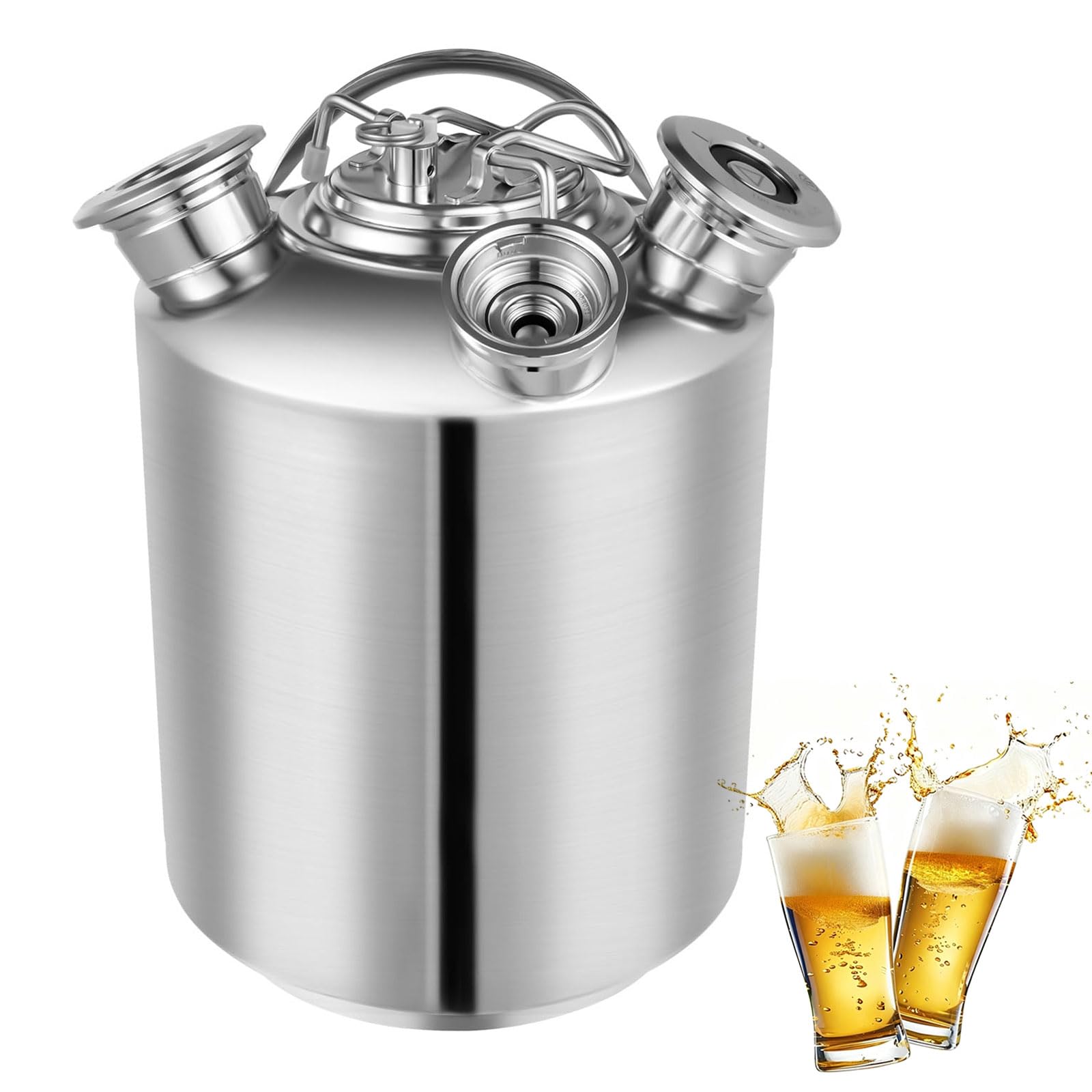 Barril de Limpieza de Cerveza de 10L, Barril de Acero Inoxidable de 3 Cabez