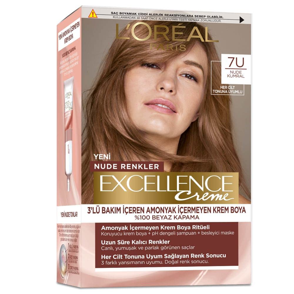 L'Oreal Paris Excellence Creme Nude Renkler Saç Boyası - 7U Nude Kumral