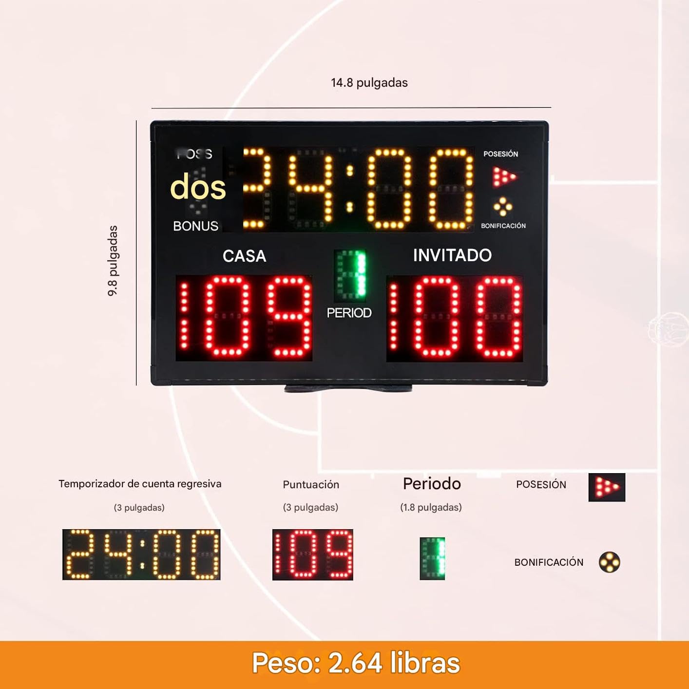 Tableau D'affichage Numérique, Tableau D'affichage électronique avec Télécommande 11 Chiffres LED Tableau de Score pour Basket-Ball, Volley-Ball