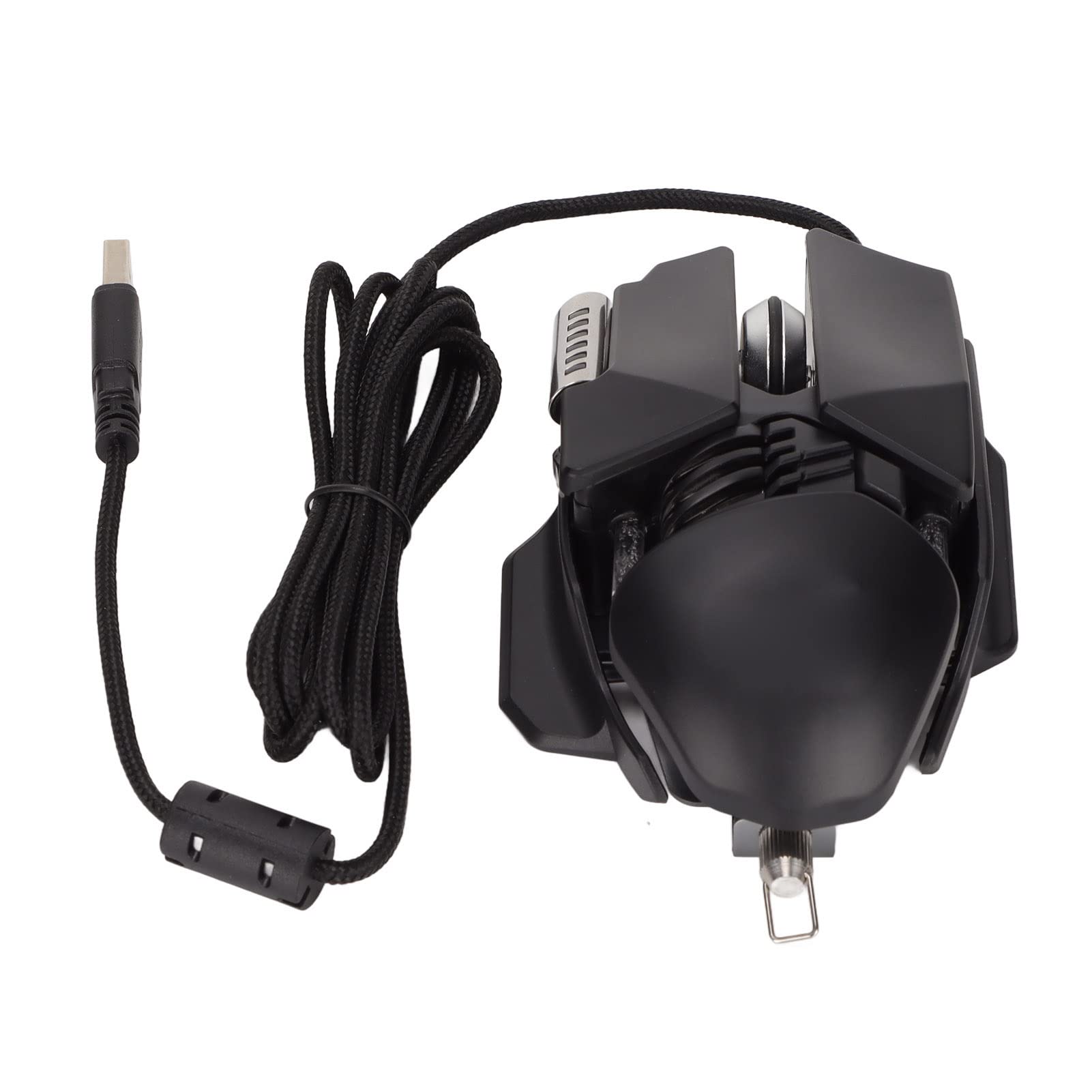 Ratón de Juego, 12800 Ppp Ajuste Retráctil Iluminación Refrigerada por Agua RGB Ratón con Cable Rodillos Galvanizados Base de Metal Cepillado. Ratones para Juegos de PC con Clave de Ciclo Base DPI