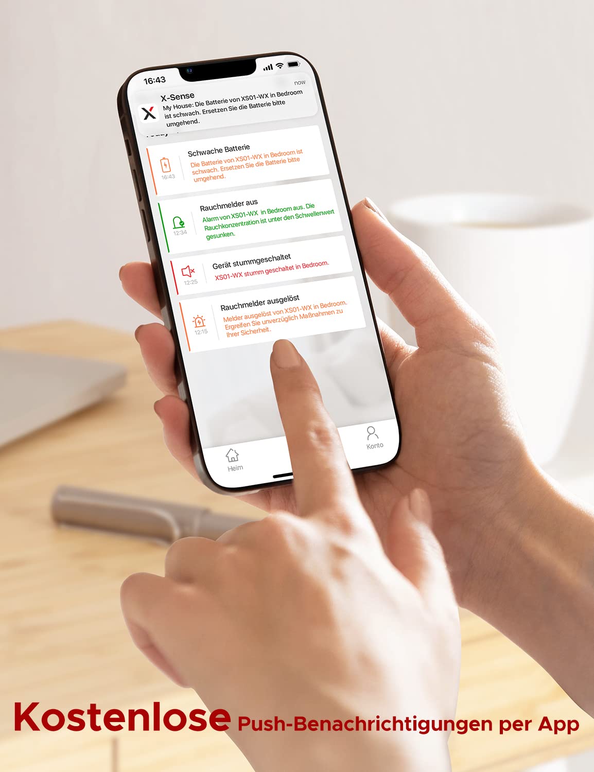 X-Sense Rauchmelder WLAN, entspricht der Norm EN14604, Rauchmelder Smart mit austauschbarer Batterie, Benachrichtigungen über die App, 1 Stück