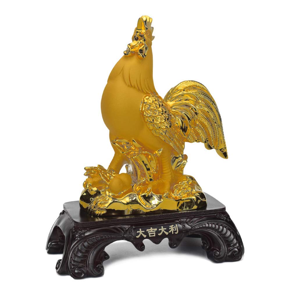Cadeau Feng Shui original avec ce Coq doré porte-bonheur en résine