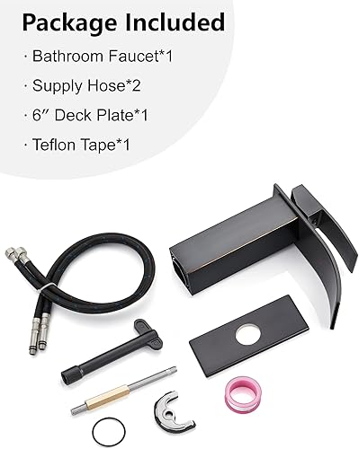 Miniatura 9 de Midanya Grifo de baño con boquilla de cascada de una sola manija, grifo de lavabo de baño de 1 agujero, moderno grifo de lavabo de lavabo de RV con