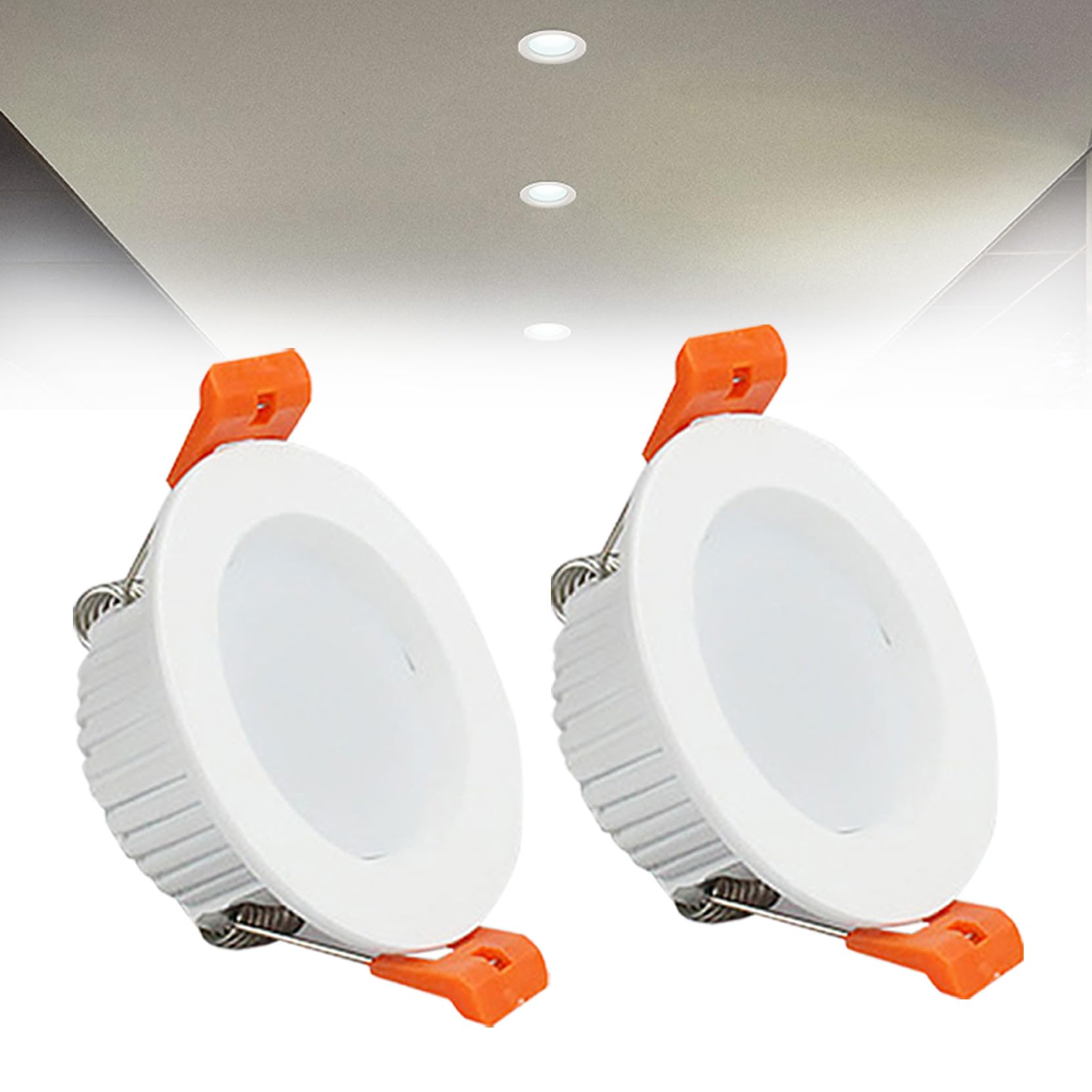 Syibelters 3W LED Recessed Ceiling Spotlights, 6000K Cold White Ultra Slim Panel Light, Cut Φ50-55mm, AC110-240V Round Downlights for Living Room Office, 2 Pack