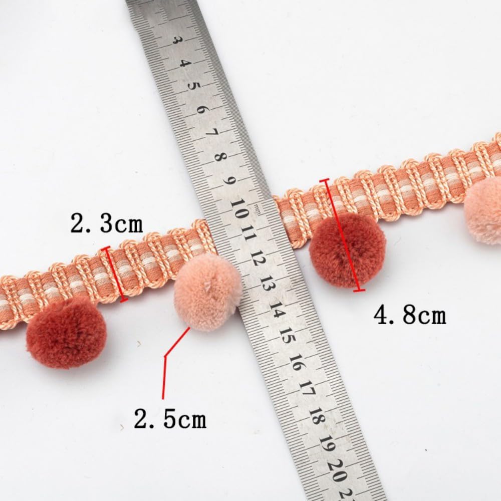 Taśma pomponowa do majsterkowania, 5 m, szerokość 6 cm, obszycie pomponów, frędzle, taśma ozdobna, frędzle do szycia ubrań, zasłon, szycia, dekoracji, kawy