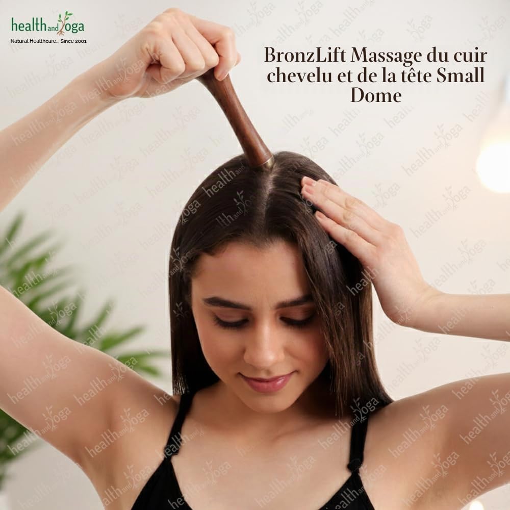 HealthAndYoga BronzLift Kansa Baguette – Capuchon en bronze des deux côtés – Flacon d'huile de beauté ajoutée pour le visage – Outil de beauté ayurvédique pour le visage, le cou et sous les yeux –
