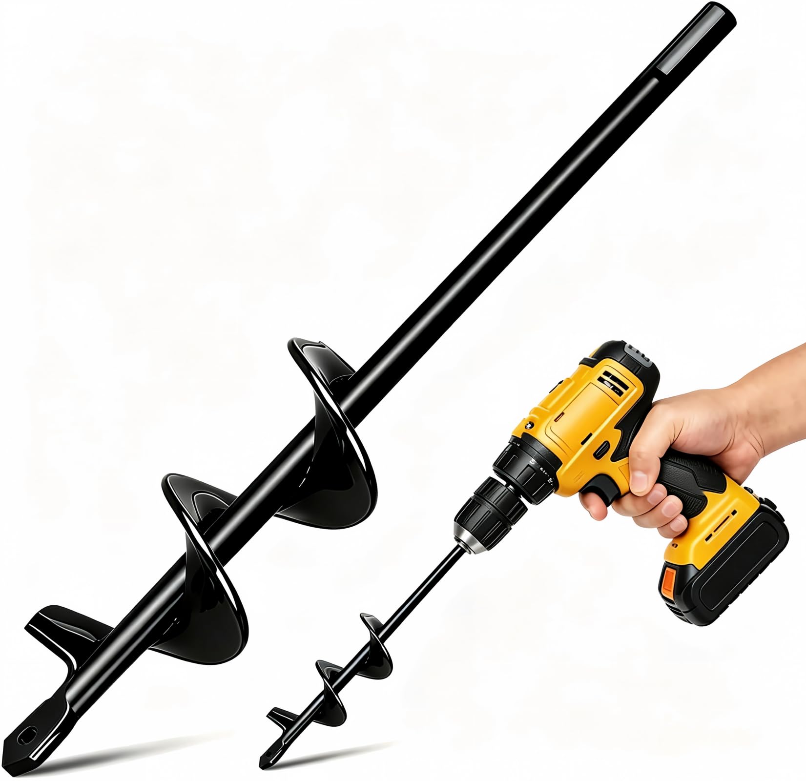 JXAurix Gardening Fence Post Auger,Alloy Stee 5x 22cm (black)