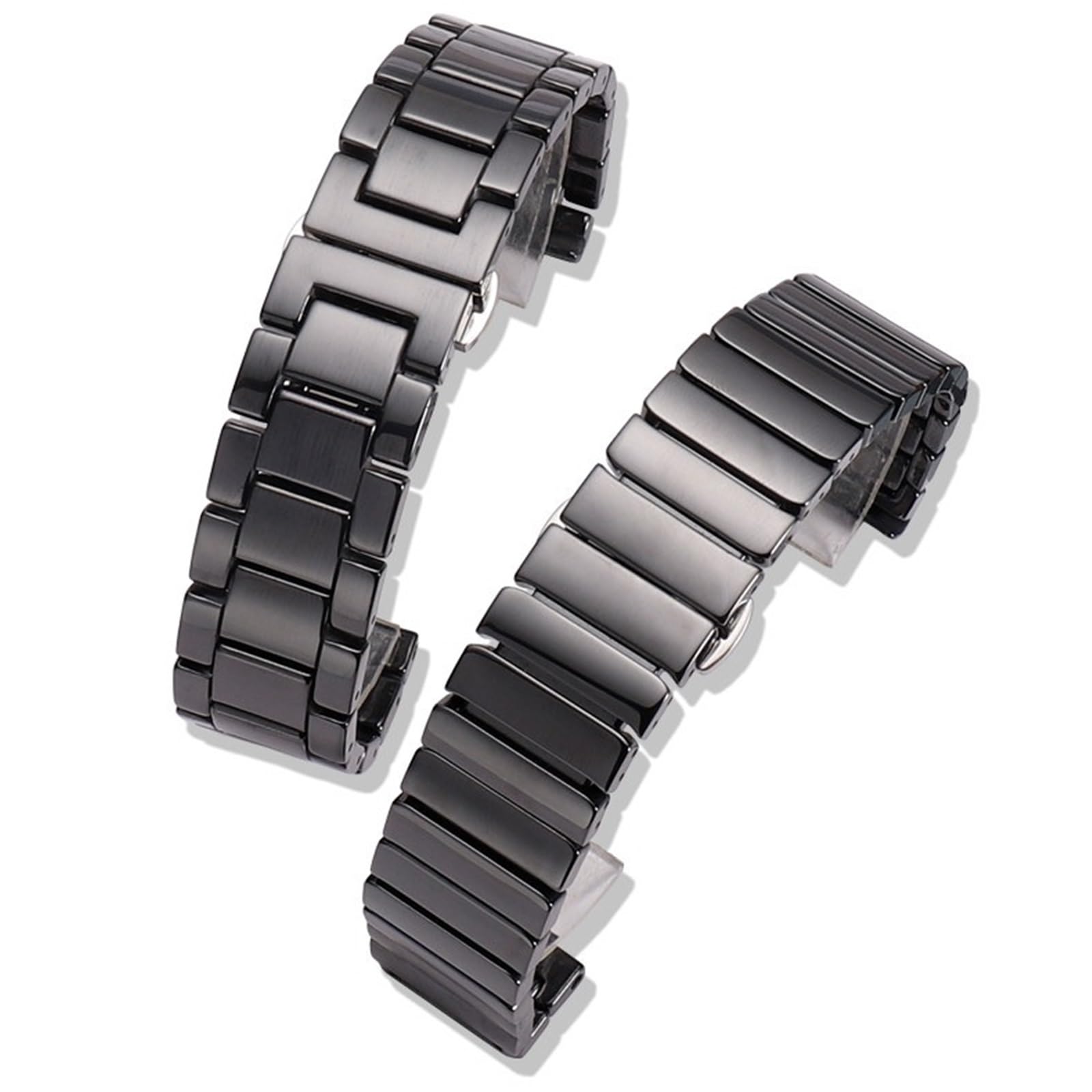 cinturino dell'orologio Accessori for braccialetti in ceramica Cinturino di ricambio comfort nero con fibbia pieghevole in acciaio inossidabile da 20 mm