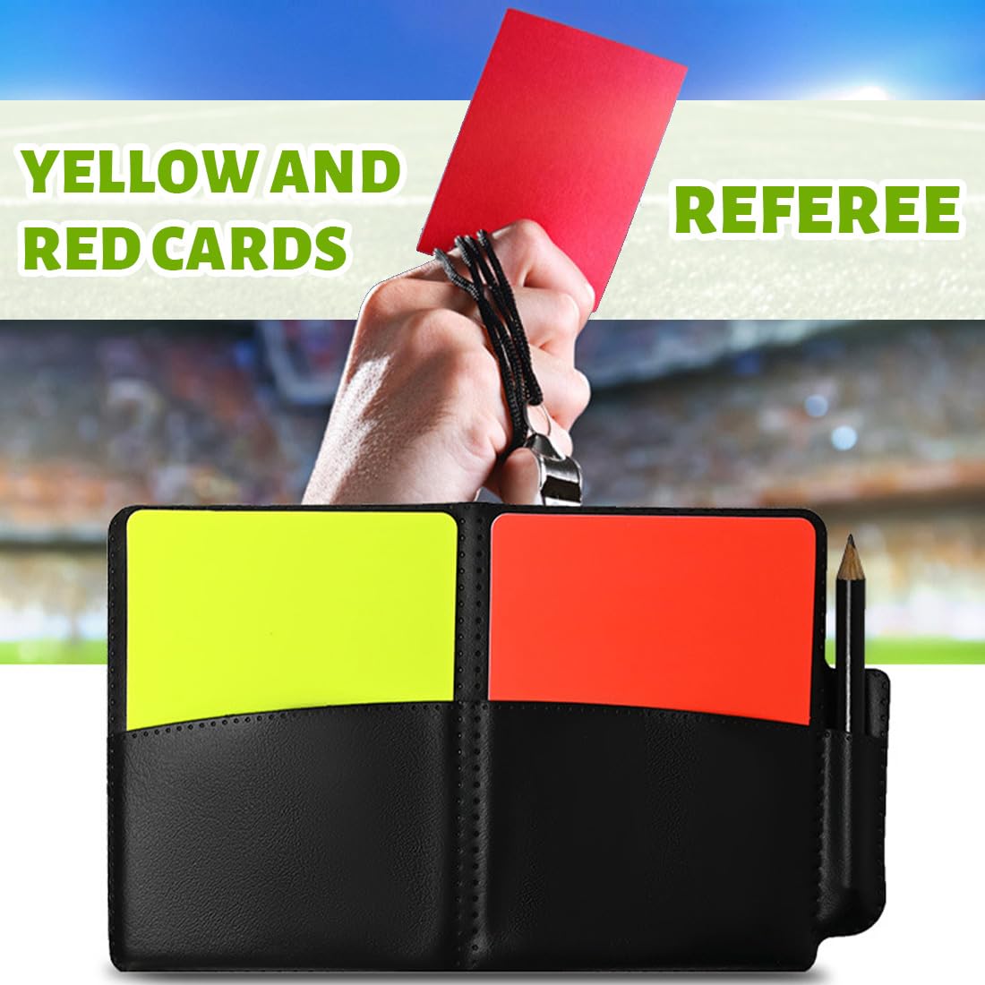 2 Piezas Juego de Tarjetas de Árbitro Deportivo de Fútbol 10 Tarjeta Roja Tarjeta Amarilla Con Accesorios para Bolígrafo y Estuche Libros de Puntuación Juegos de Fútbol