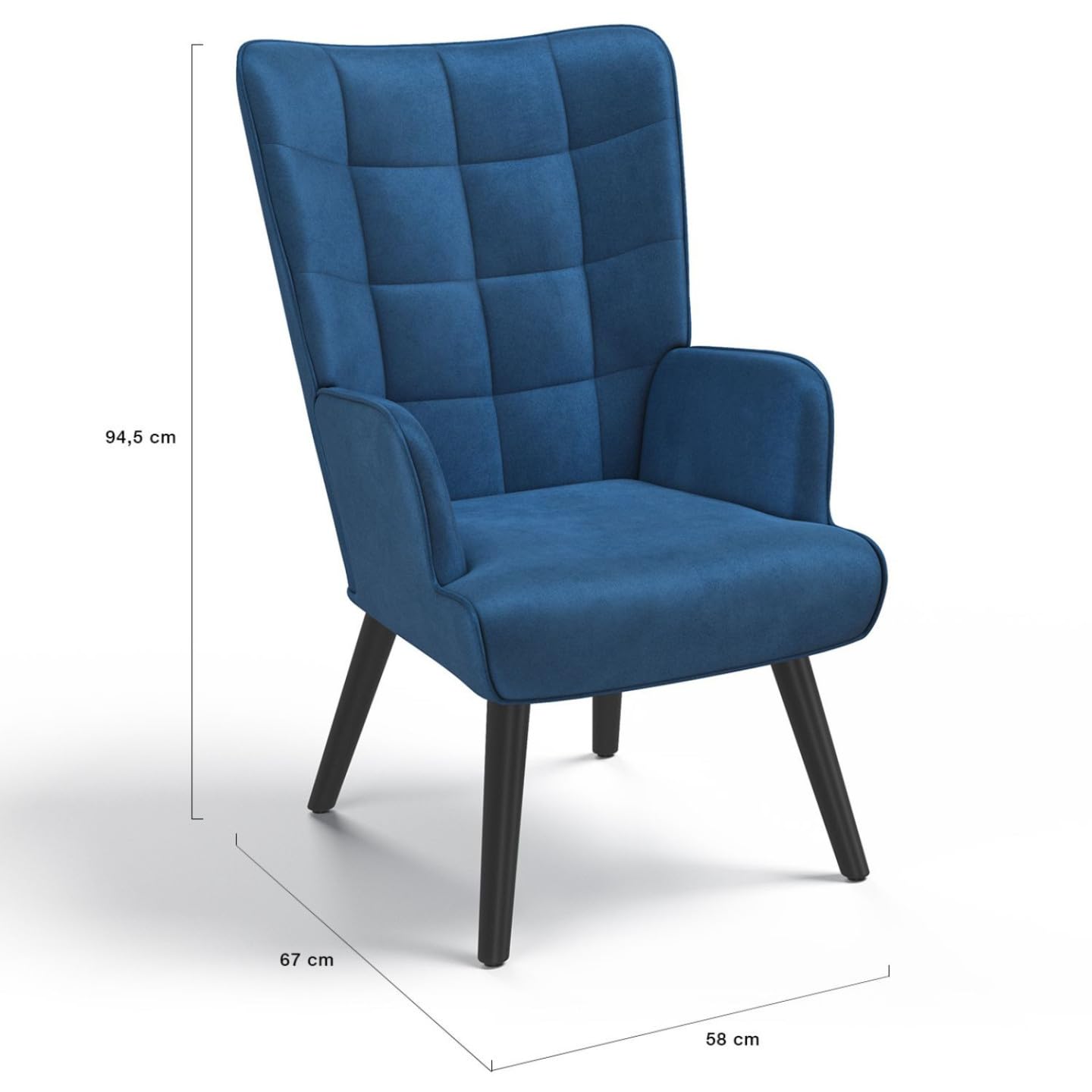 IDMarket - Fauteuil scandinave ANIA en Velours Bleu