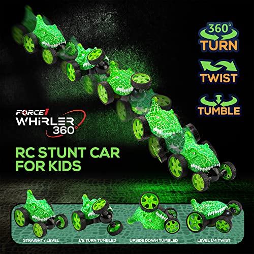 image for Force1 Dino Whirler T-Rex 360 Stunt Car Mini RC Car for Kids - Mini St