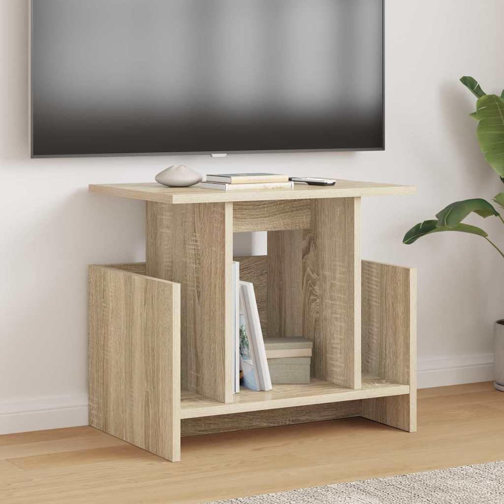 Stojak pod telewizor z drewna dębowego Sonoma 50 x 35 x 45 cm nowoczesny stolik pod telewizor z dużą ilością miejsca do przechowywania i półką do salonu, sypialni, kącik gamingowy zajmuje