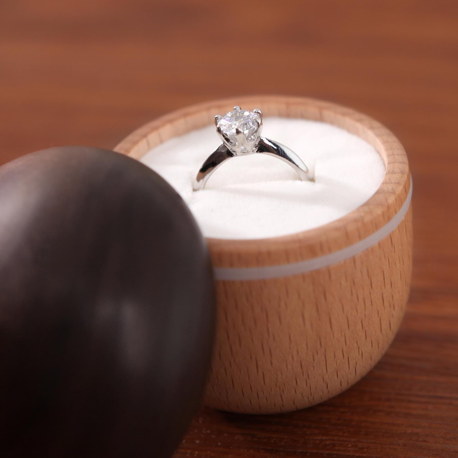 1 boîte à bijoux en bois pour elle, cadeau de mariage, bague de demande en mariage, anniversaire de mariage pour lui et elle