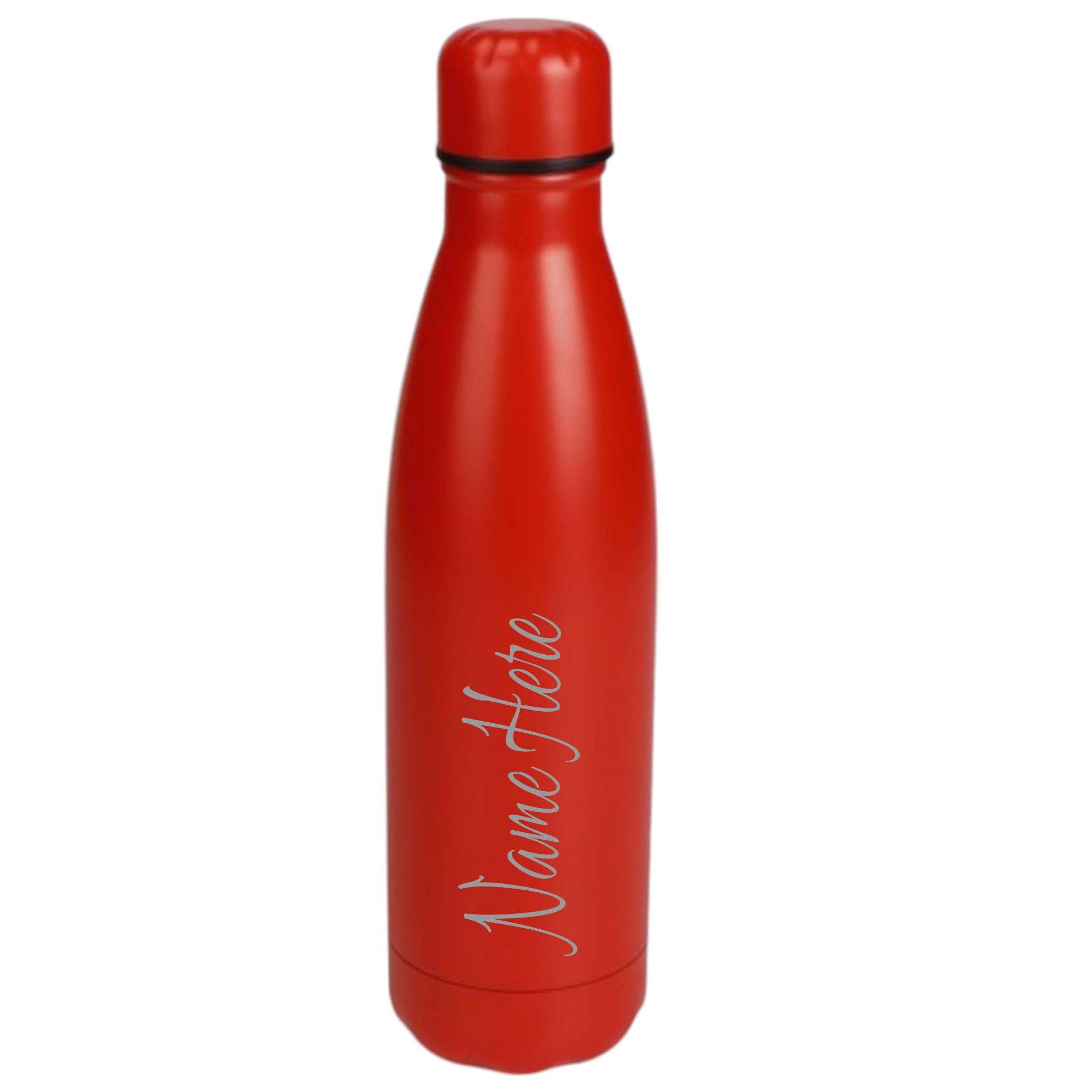 Personalised Engraved 500ml Insulated Water Bottle with Any Name Hot or Cold Drinks Selection of Colours (Red)