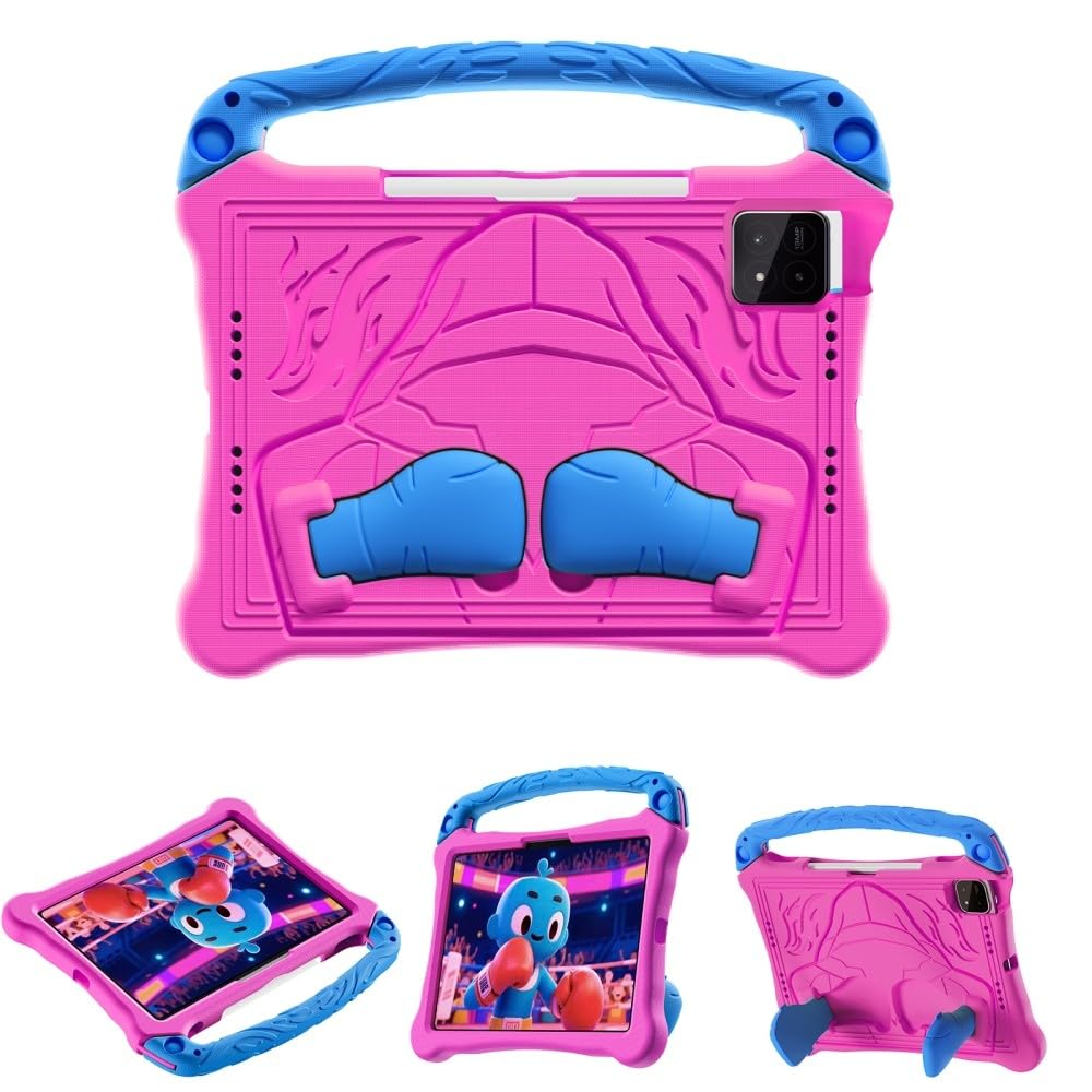 Generic etui kompatybilne z Xiaomi Pad 8 Pro (kolor: gorący różowy plus niebieski) odporny na wstrząsy stojak twardy tył twardy silikonowy futerał z paskiem na ramię
