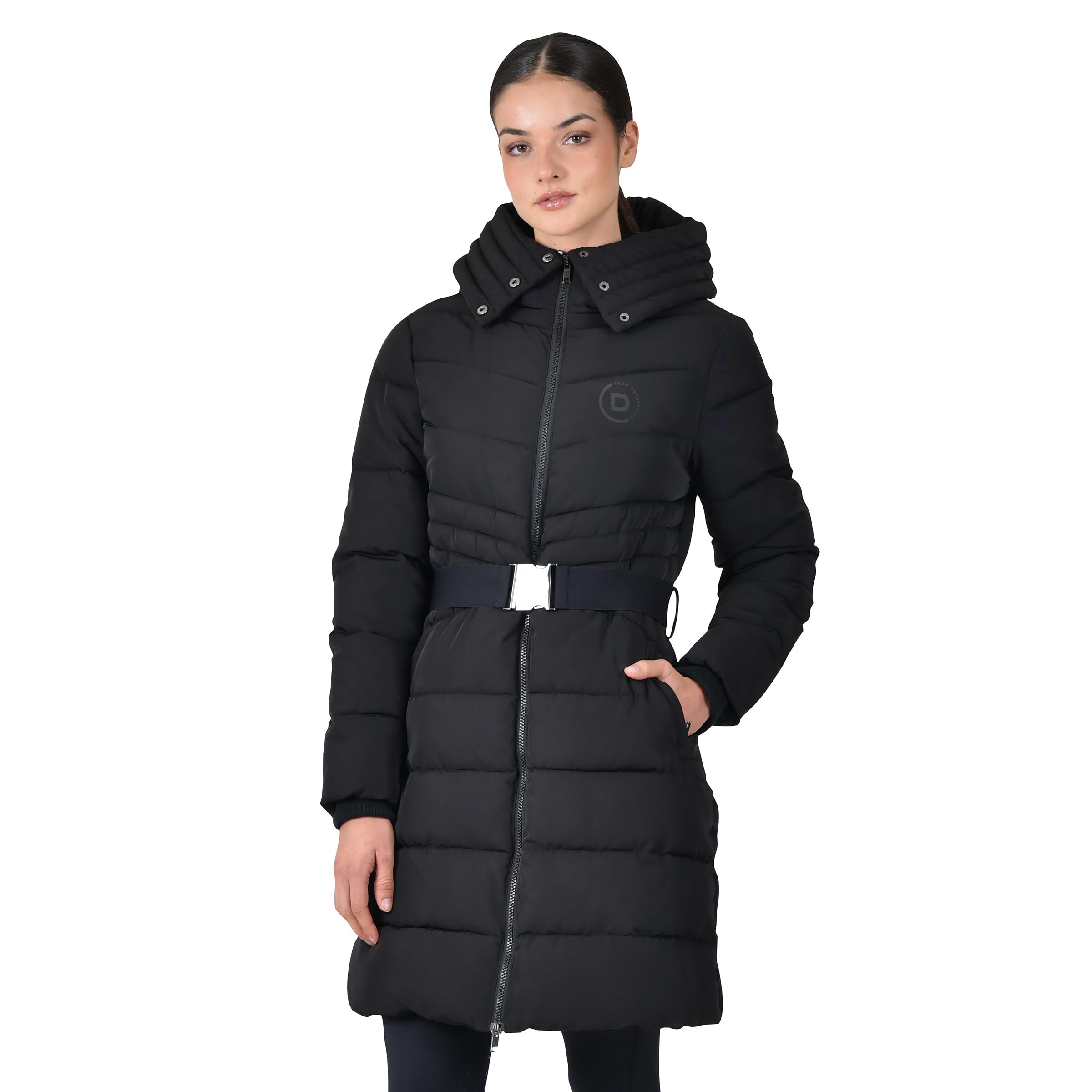 Dublin Belted Longline Puffer, Black, Ladies Medium/12