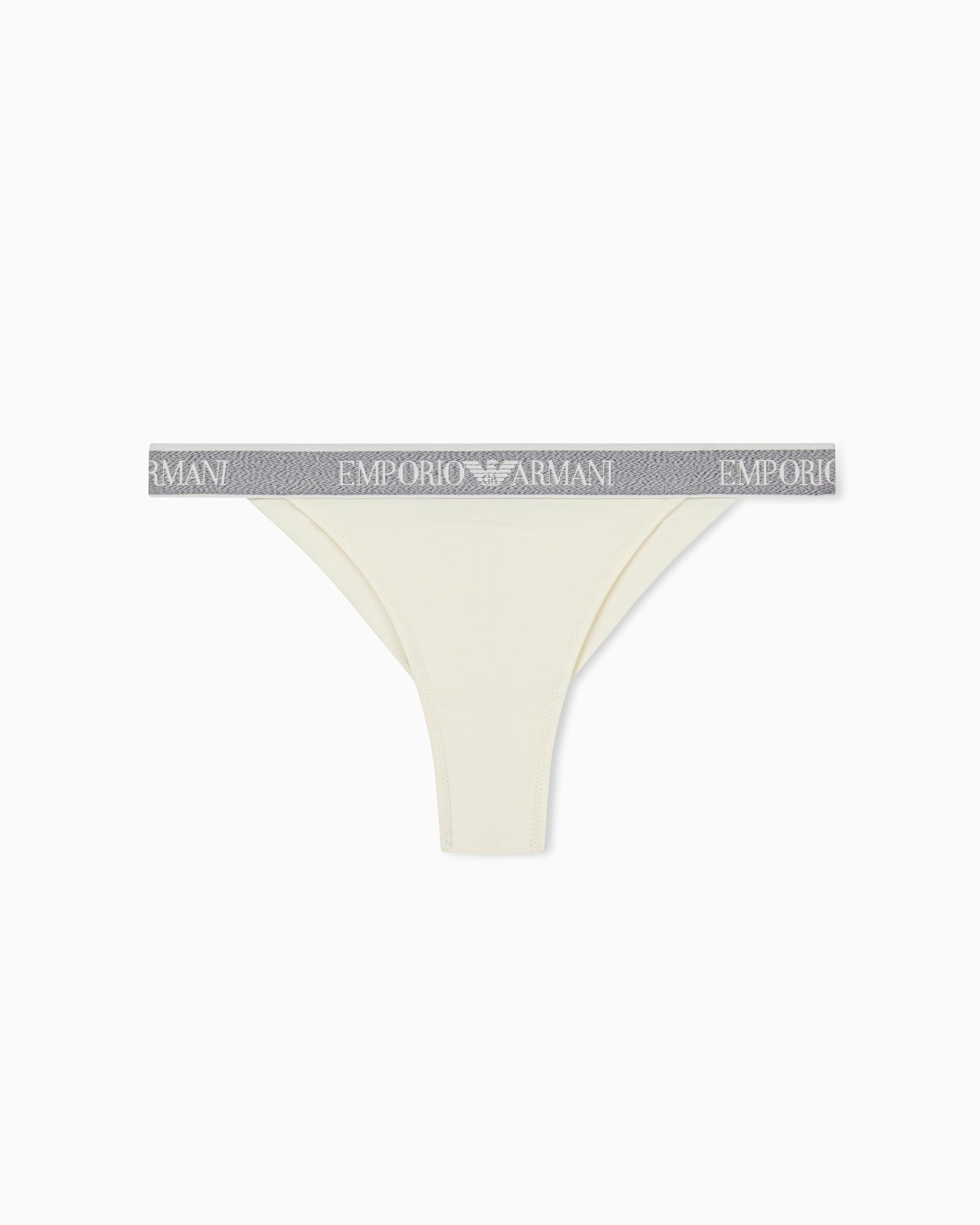 Emporio Armani Damen Logoband T-Brazilian Half Slip, Weiß, M, weiß, M