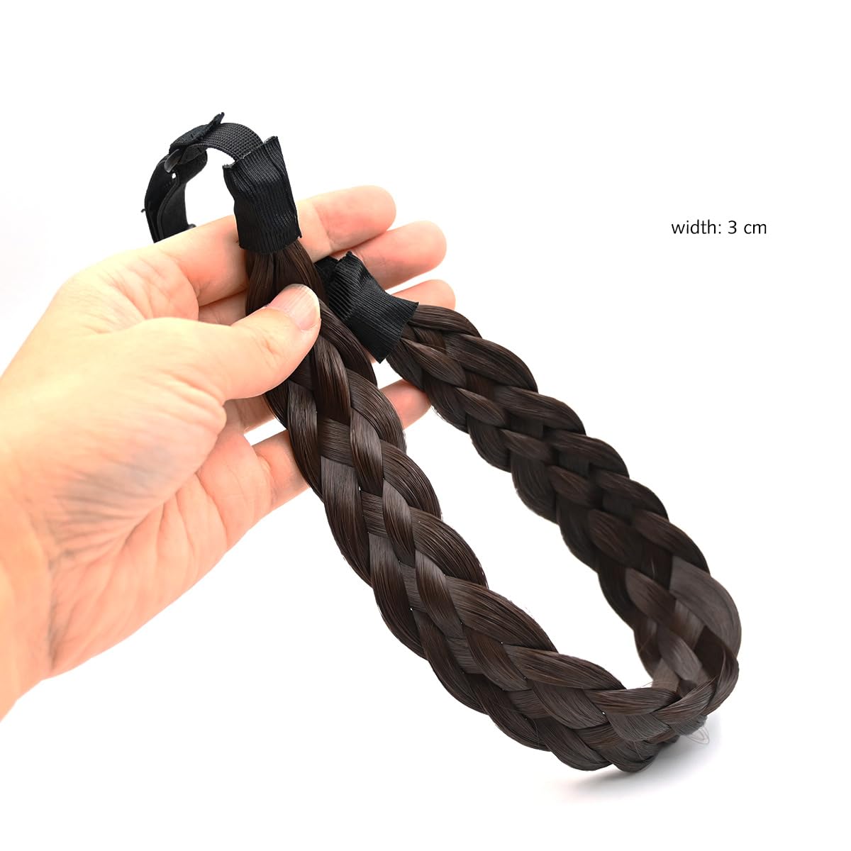 Yamel Braid Headband Adjustable 5 Strand Braided Hairbands for Women Medium Brown Synthetic Hair Plait Hairband Braided Headband Elastic - Image 2