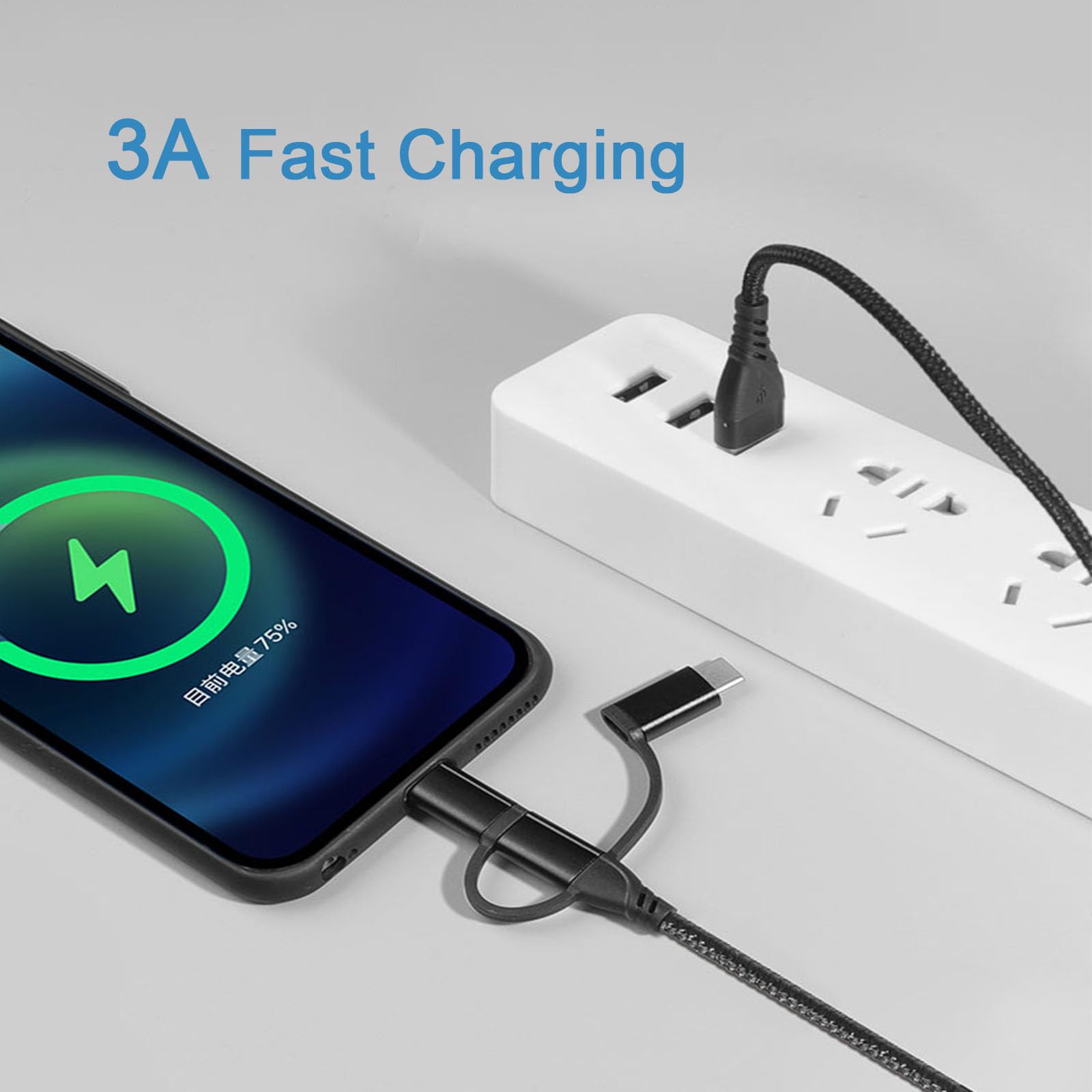 Unillous Multi Cavo di Ricarica, Universale 5 in 1 Multiplo Cavetto Cavo USB C Nylon Intrecciato con Micro USB Tipo C Connettori, Cavo di Ricarica Rapido per Phone Android Galaxy LG Tablet PS4-1M