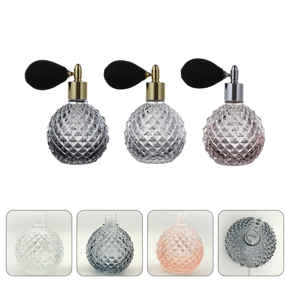 NOLITOY Flacone di Profumo 3 Pezzi 100 Ml Vetro Trasparente Ricaricabile Spray per Profumo per Bagno e Toeletta Colore Casuale