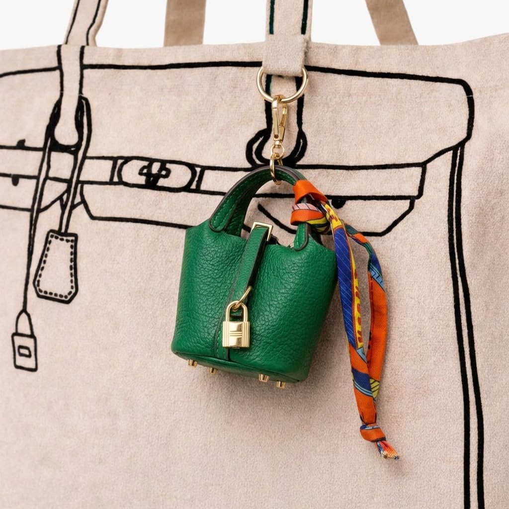 Two's Company Tiny Tote Bag Charm, Vegan Leather PU Accessory Mini Handbag Charm for Tote Bags and Purses image 3