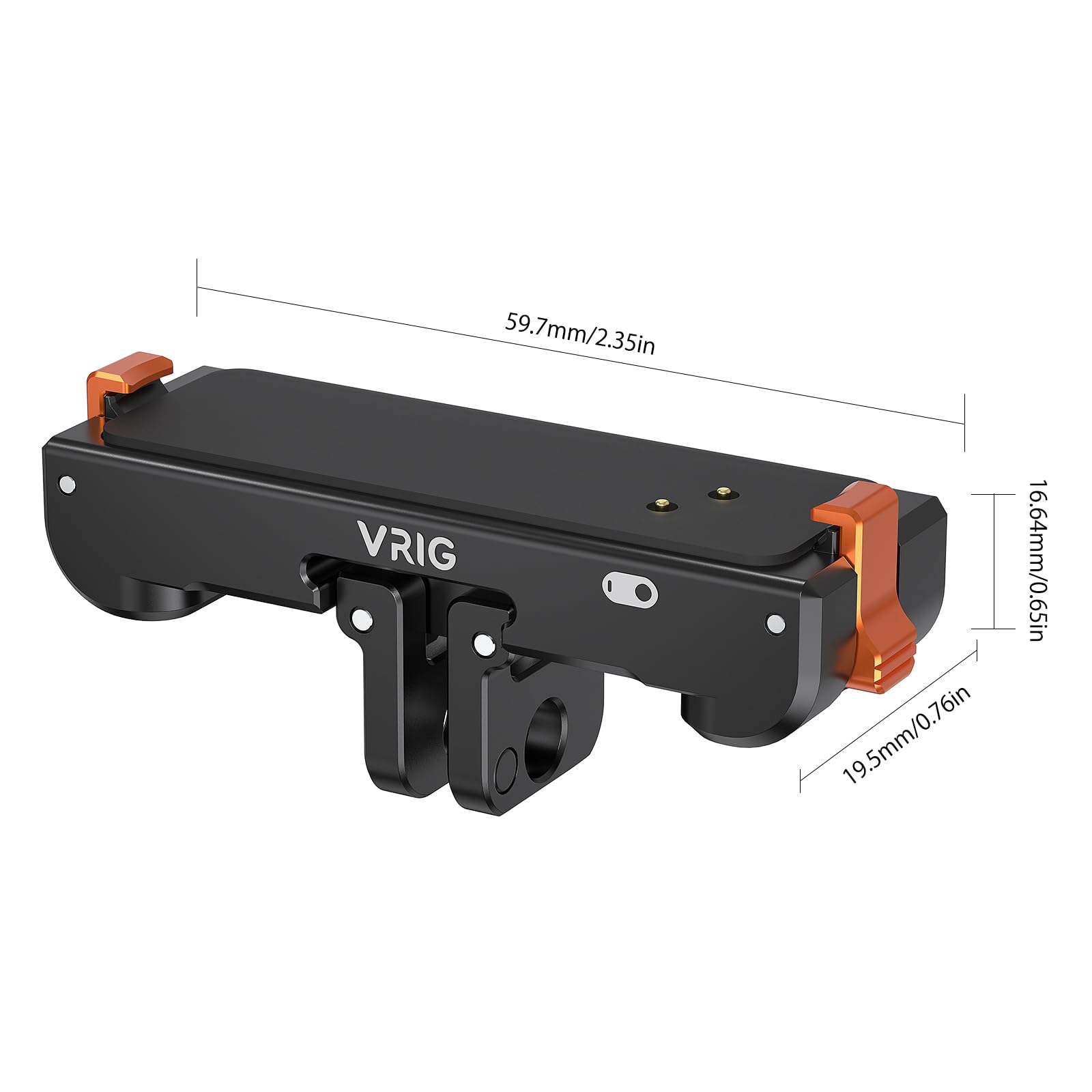 VRIG AC-39 - Supporto magnetico a sgancio rapido per Insta 360 GO 3/GO 3S, adattatore action camera con porta di ricarica, filettatura da 1/4" e supporto a 2 punte, per treppiedi e bastoncini per