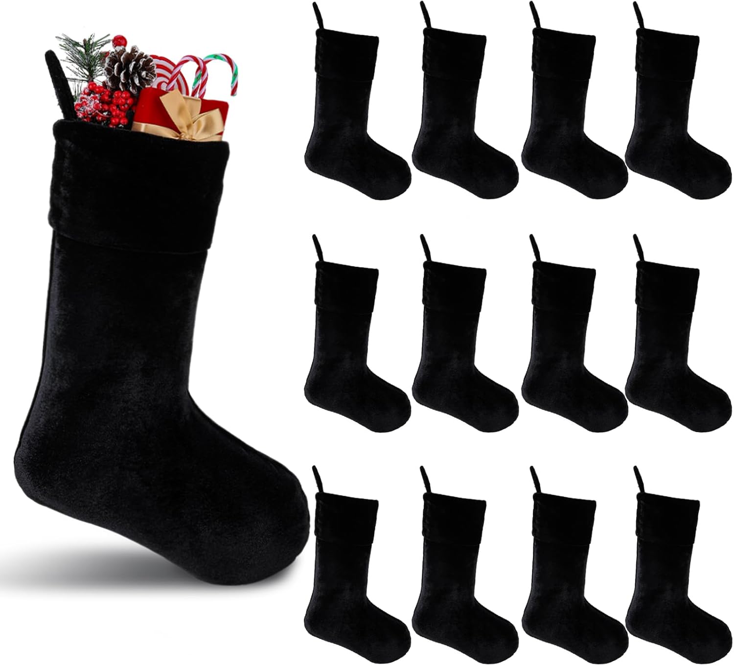 Seematn 10 Pcs 19 Inch Large Black Christmas Stockings Bulk Christmas Stocking In Bulk