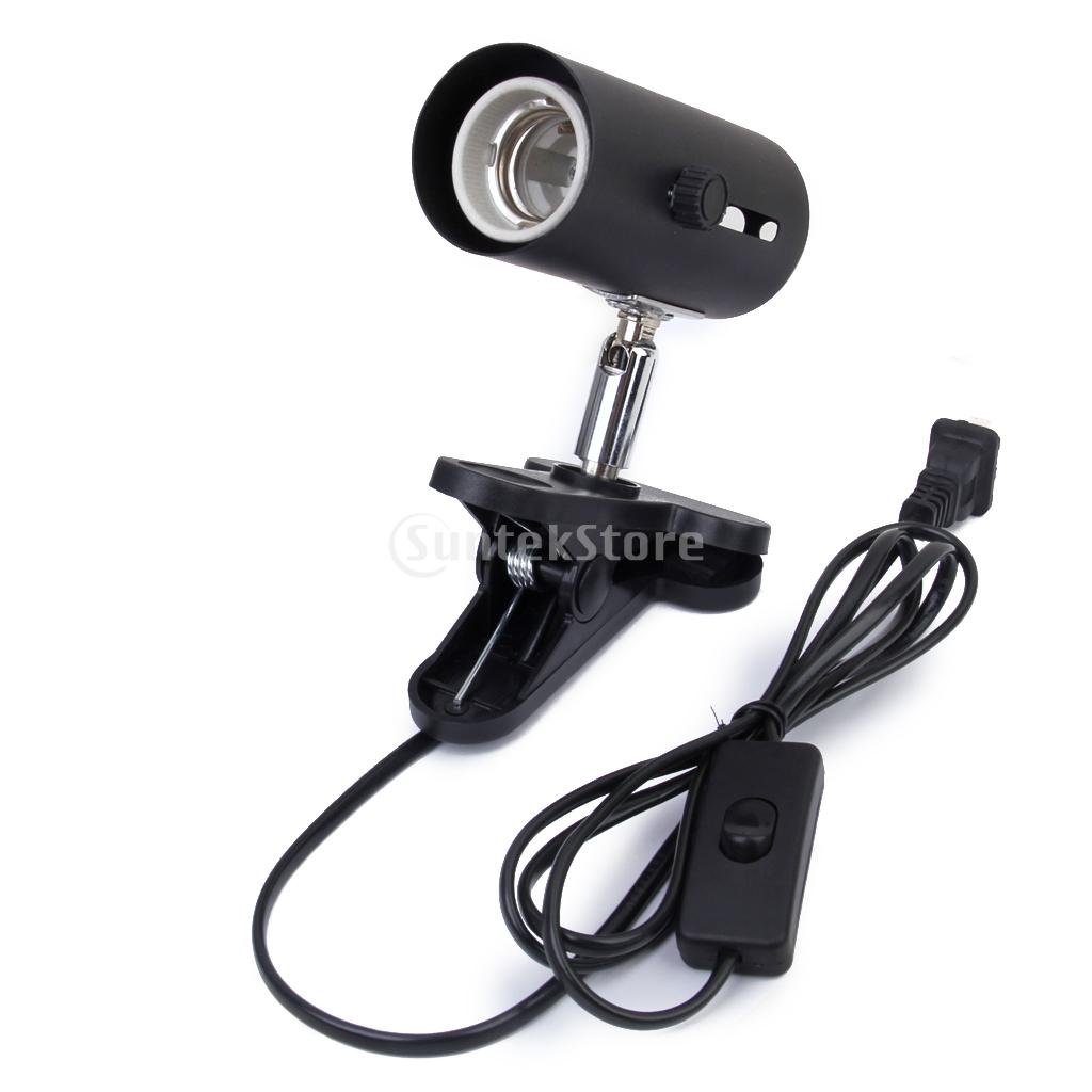 MYADDICTION Aquarium Reptile Light Holder Clamp Ceramic Heat Lamp Stand EU Plug Black-picture-24