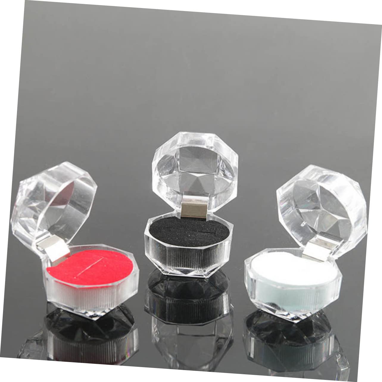 TOPBATHY 50pièces Boîte à Anneau Transparente Pour Fiançailles Mariage Et Présentoirs De Bijoux Rangement Pratique Et Élégant Pour Anneaux Colliers Et Boucles Oreilles