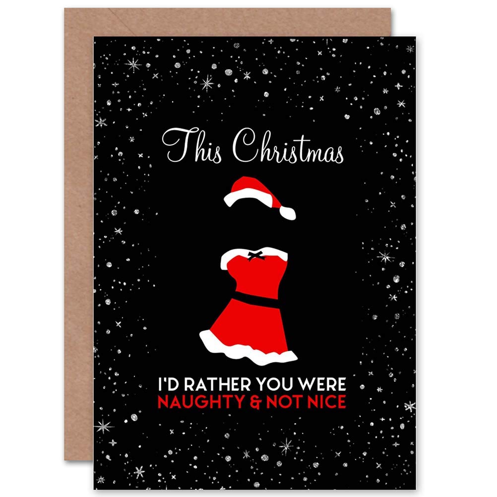 Wee Blue Coo Naughty Nice Christmas Santa Funny Kinky Sealed Greeting Card Plus Envelope Blank Inside